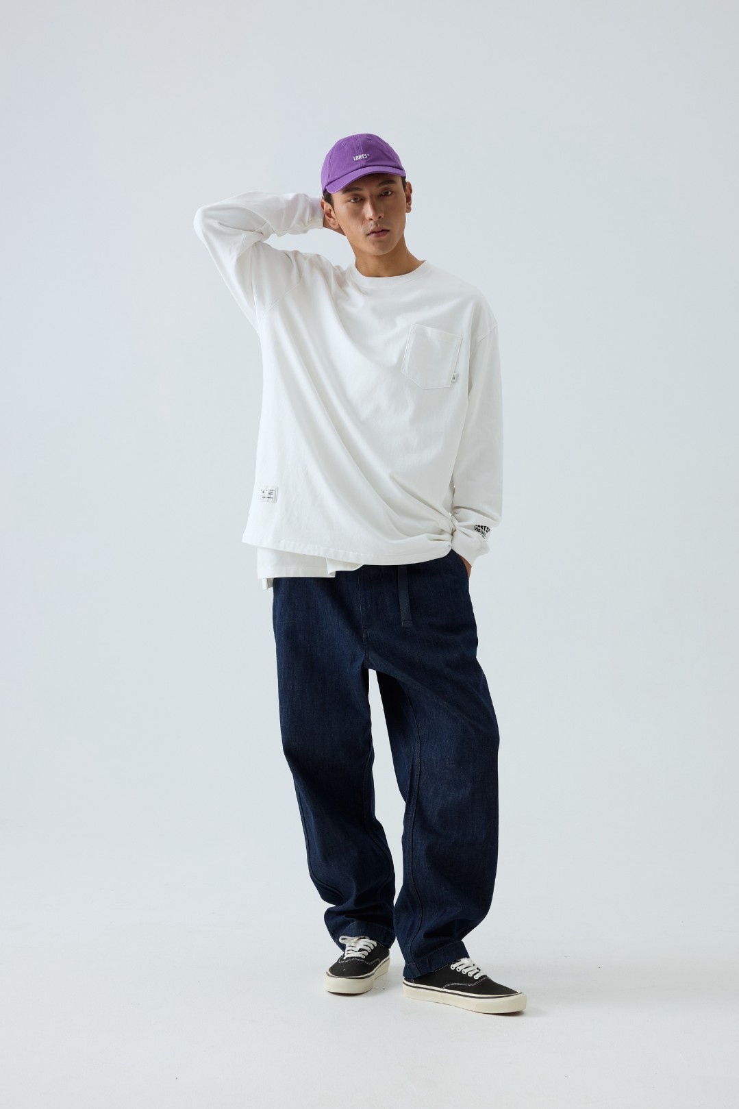 Men's Embroidered Pocket Long Sleeve Tee - 310gsm Heavyweight Crewneck