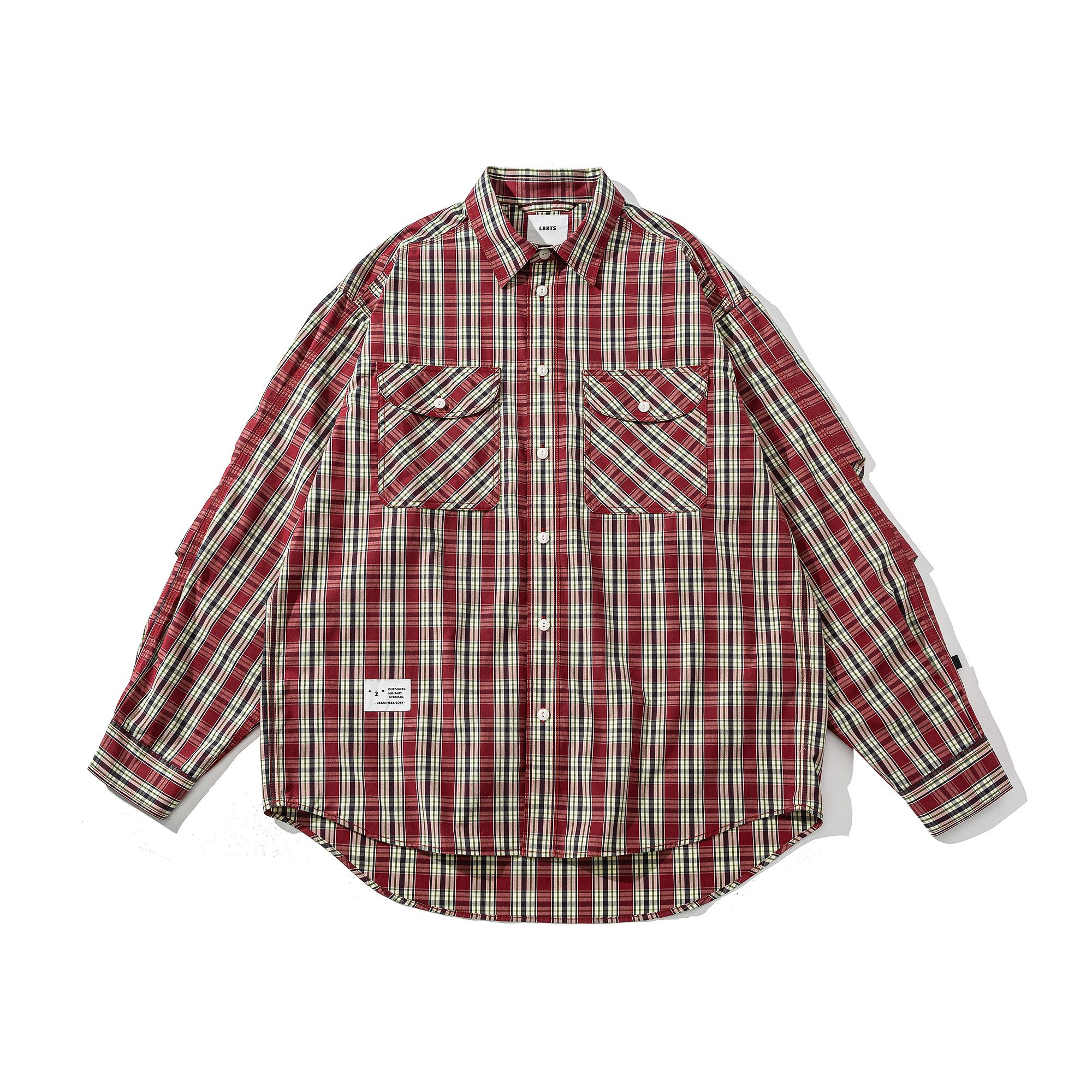 Men's Vintage Red Plaid Shirt - Brushed Cotton Flannel Shirt -Liberaturs