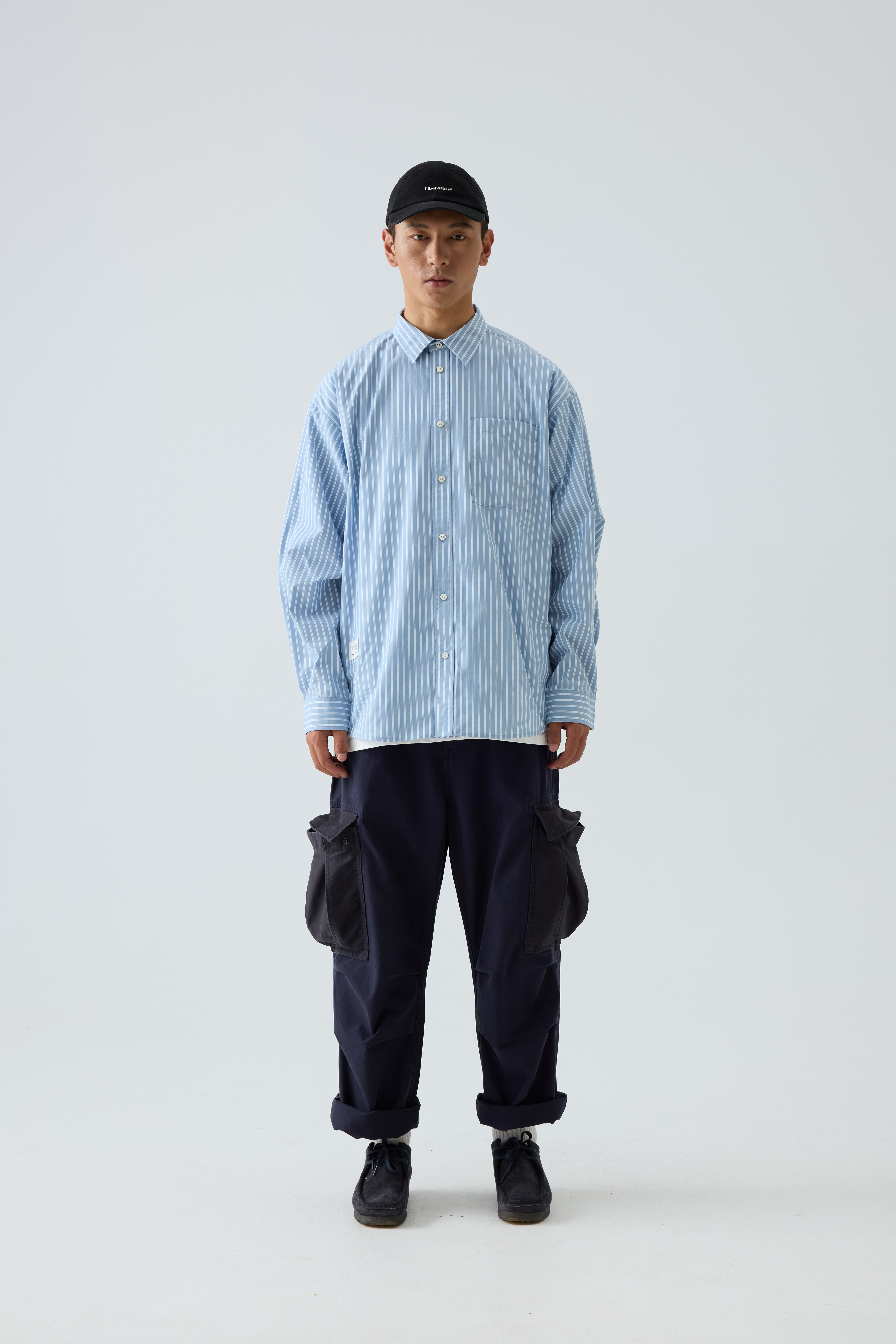 Men's Classic Pocket Shirt - Retro Military Oversized Stripe Shirt