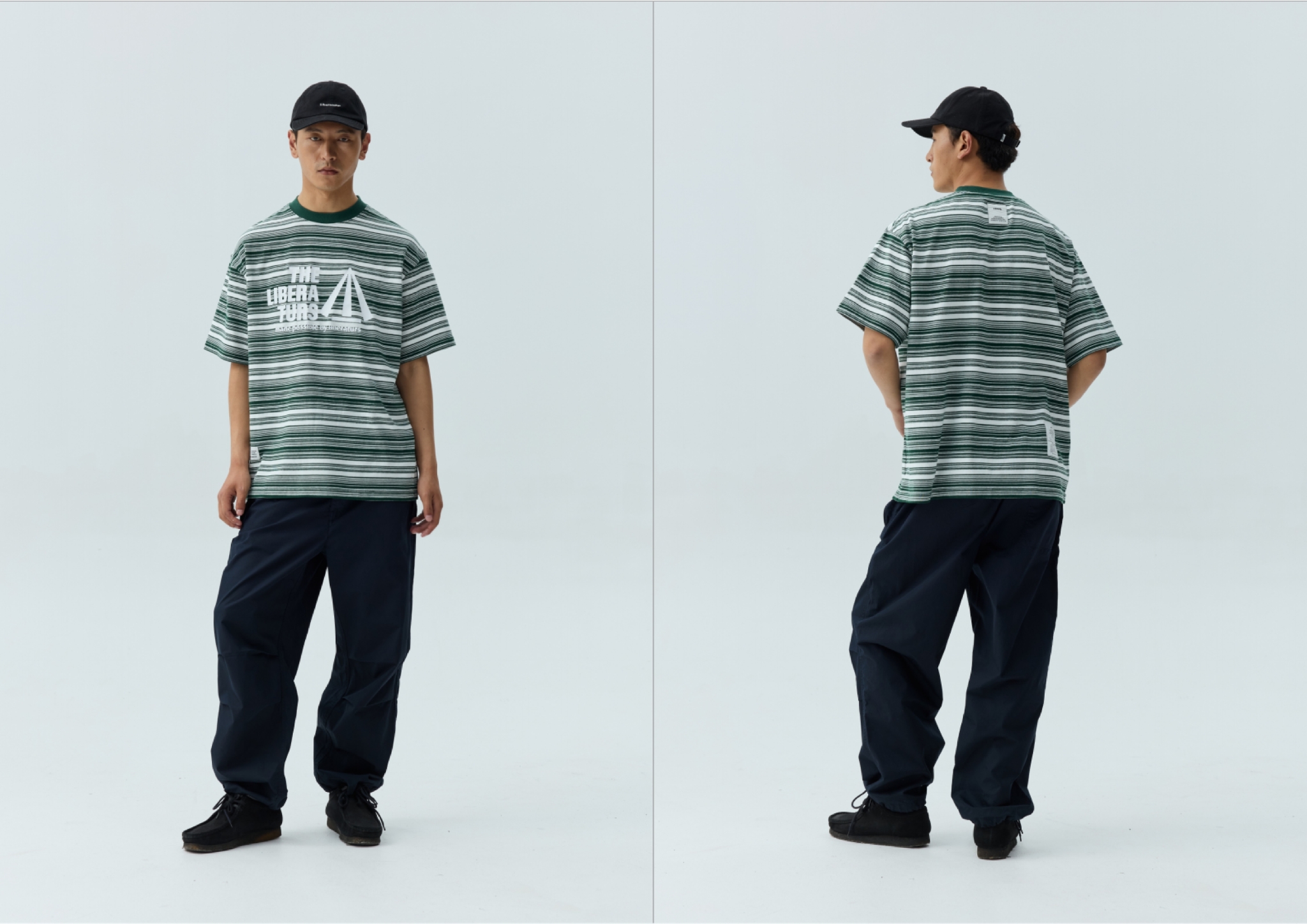 Men's Striped Graphic Crewneck T-shirt - Heavyweight Cotton