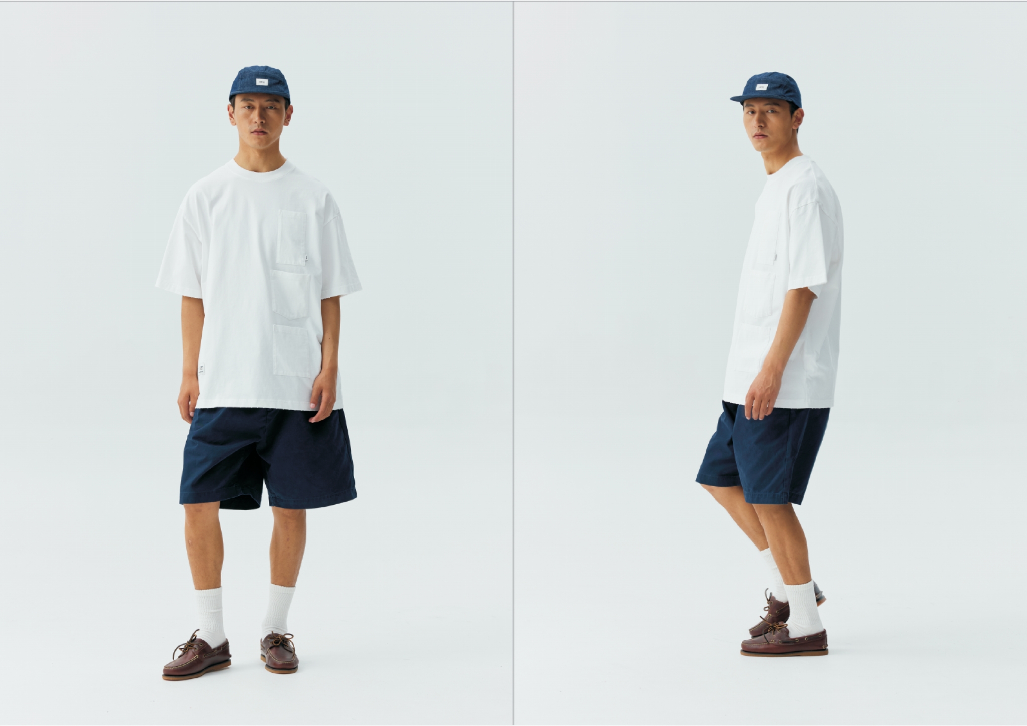 Men's Triple Pocket Distressed Crewneck T-shirt - Lightweight Cotton