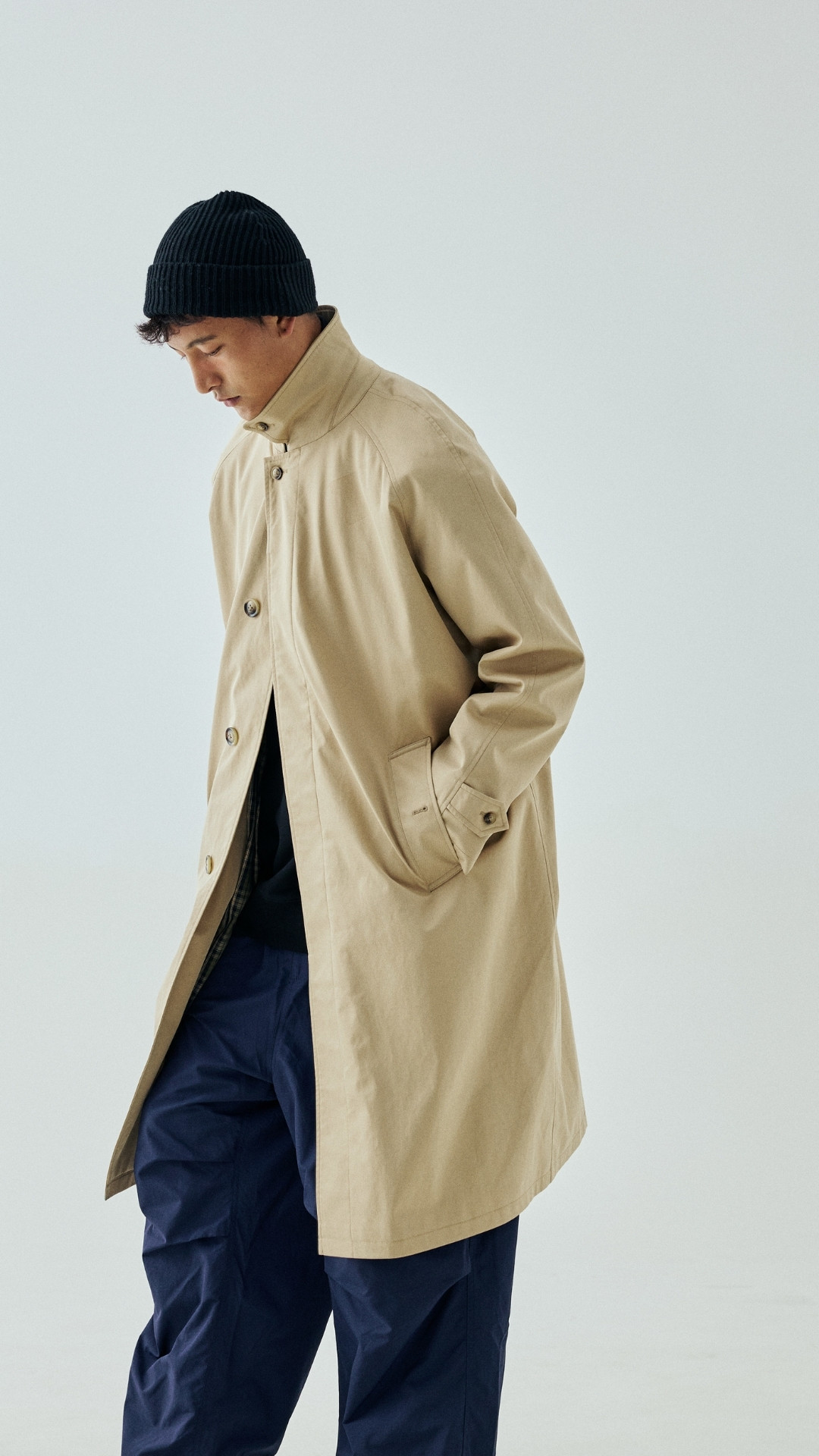 Men's Balmacaan Overcoat - Teflon-Coated Cotton Twill Rain Coat -Liberaturs