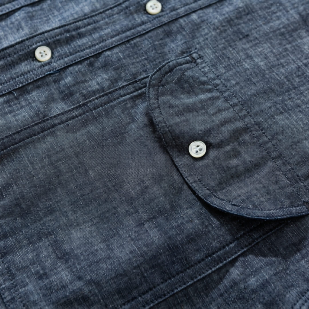 Men's 100% Cotton Chambray Classic Double Pocket Short Sleeve Shirt