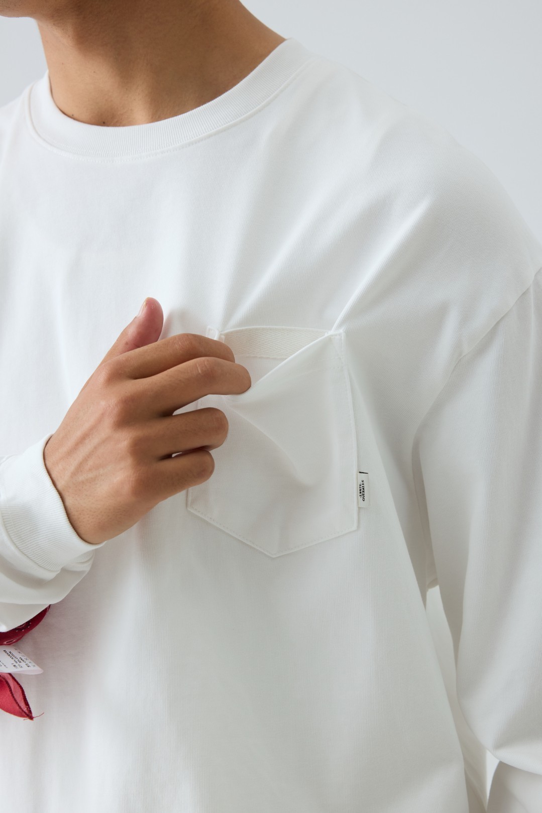 Men's Embroidered Pocket Long Sleeve Tee - 310gsm Heavyweight Crewneck