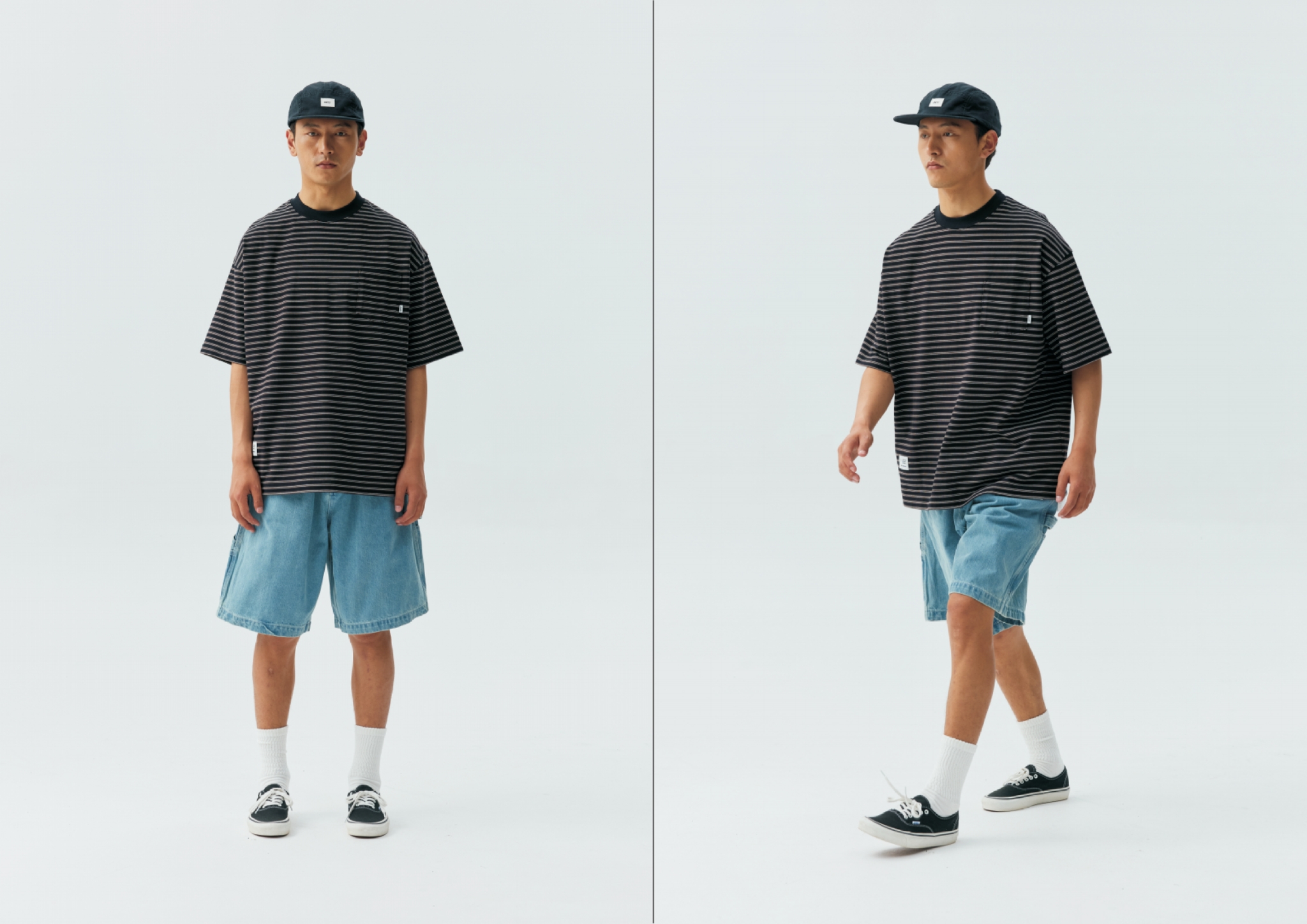 Men's Striped Crewneck T-shirt - Heavyweight Cotton