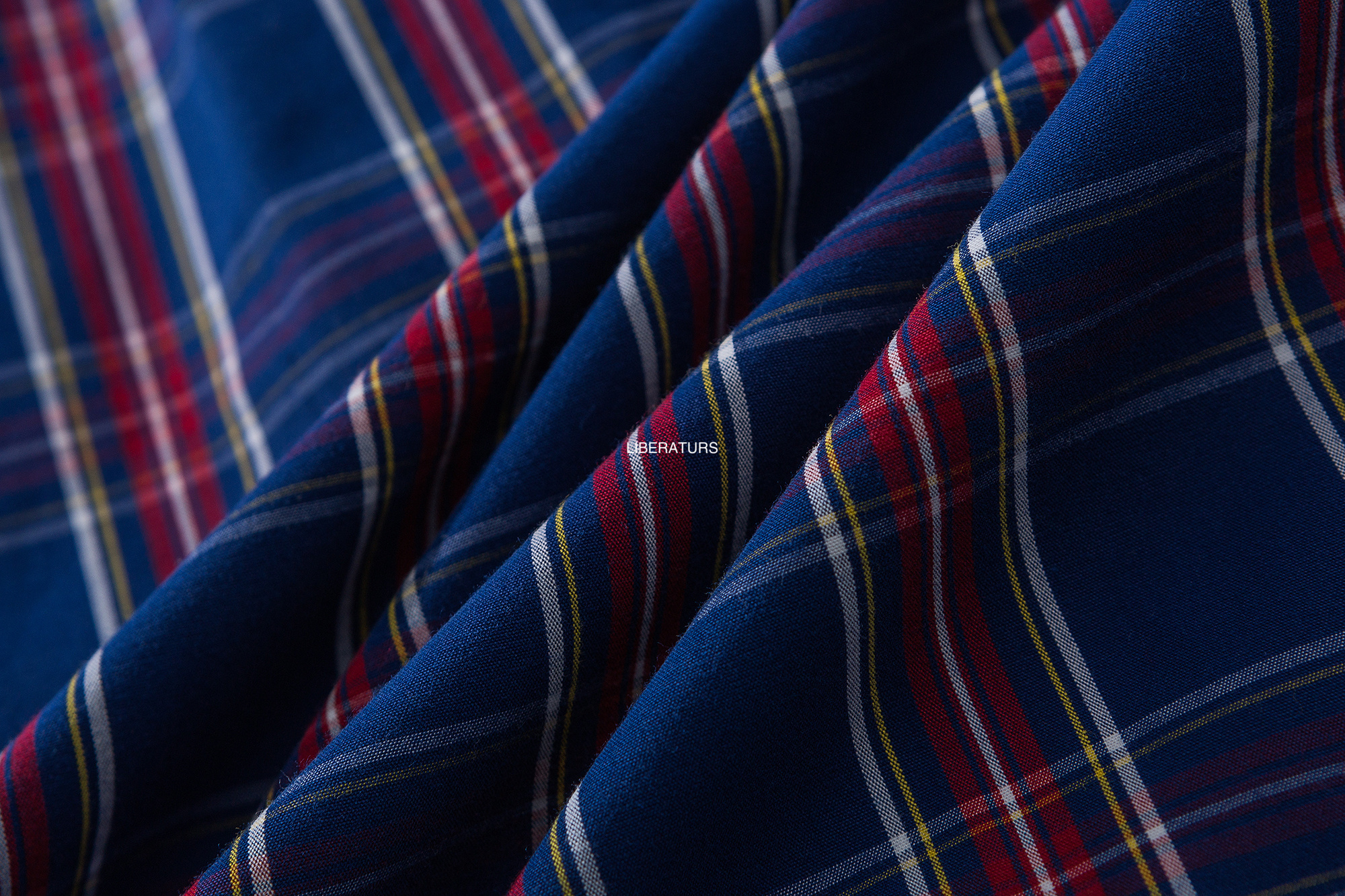 Men's Blue Checkered Shirt - Casual Button Down Long Sleeve -Liberaturs