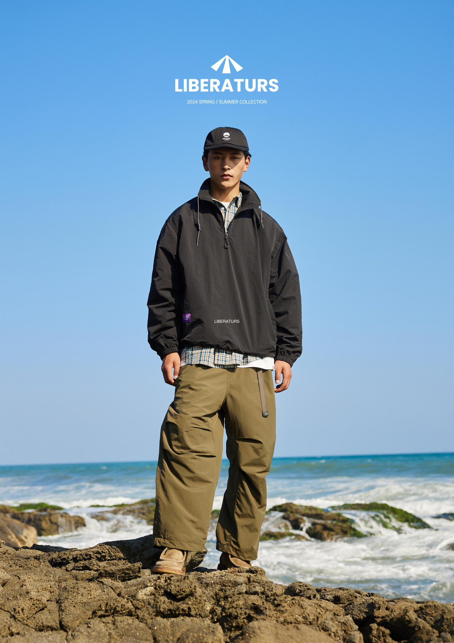 Men's Pullover Anorak - 90s Inspired Lightweight Wind Shell -Liberaturs