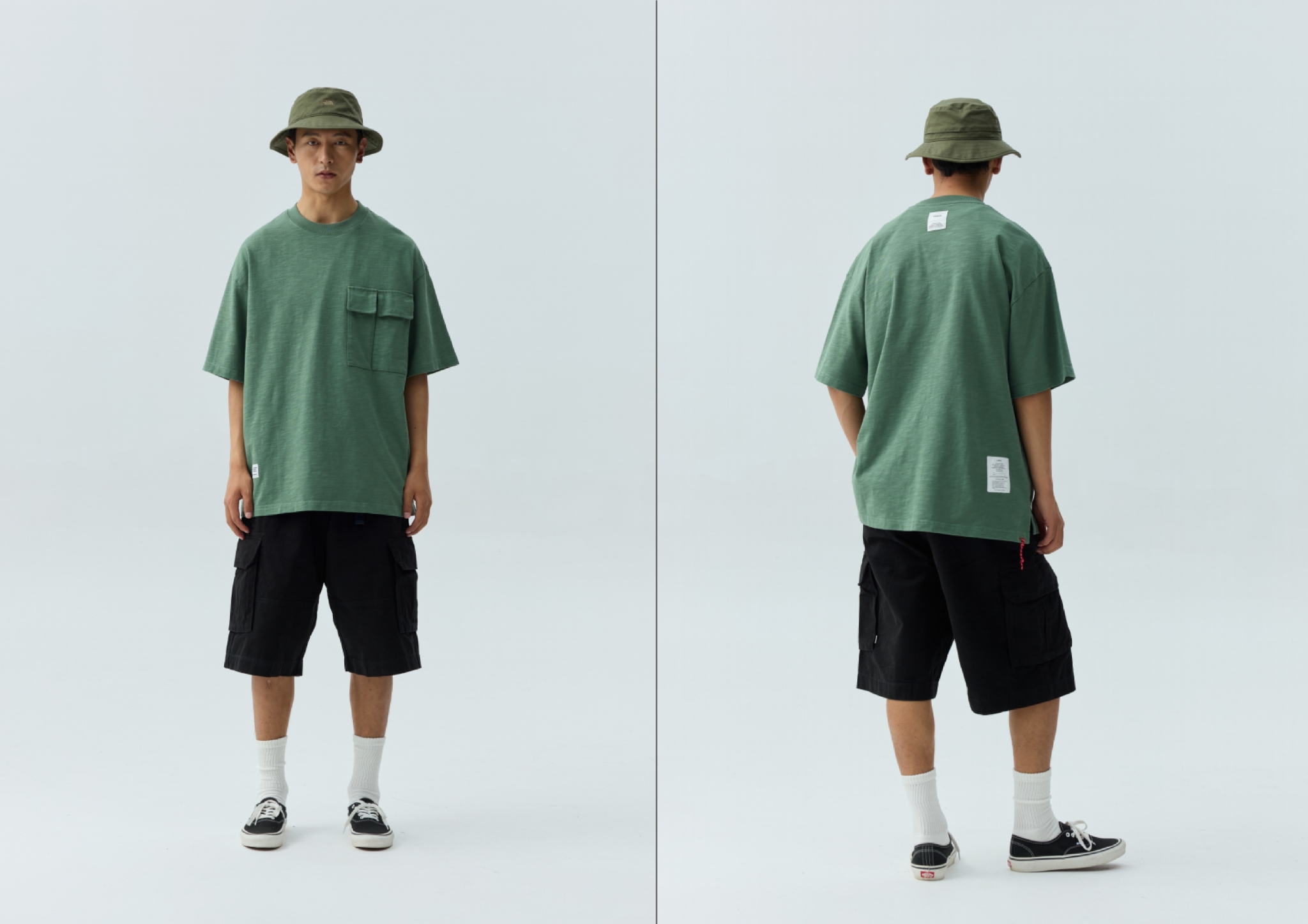 Men's Slub Cotton Utility Pocket Crewneck T-shirt - Mid-Weight Cotton