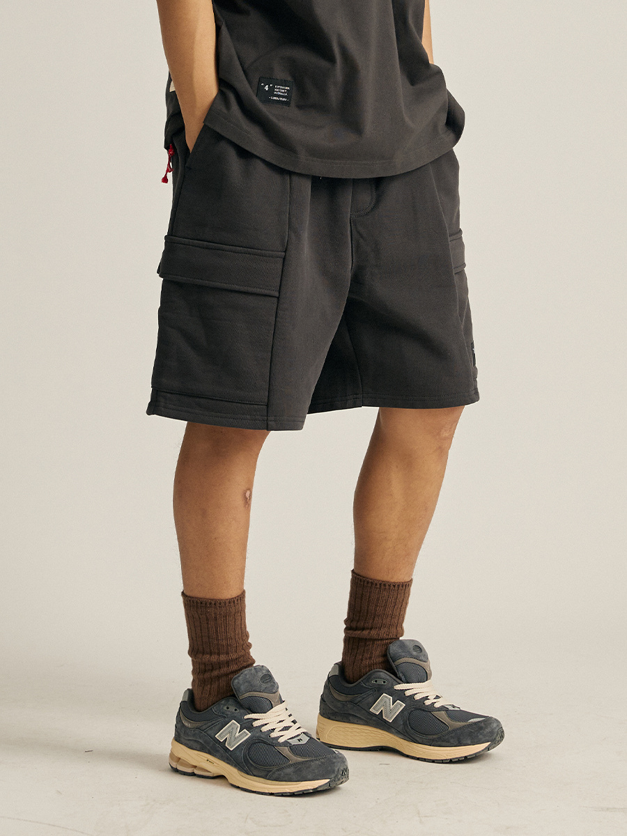 Men's Washed Vintage Cargo Sweat Shorts - Relaxed Fit Utility Cotton