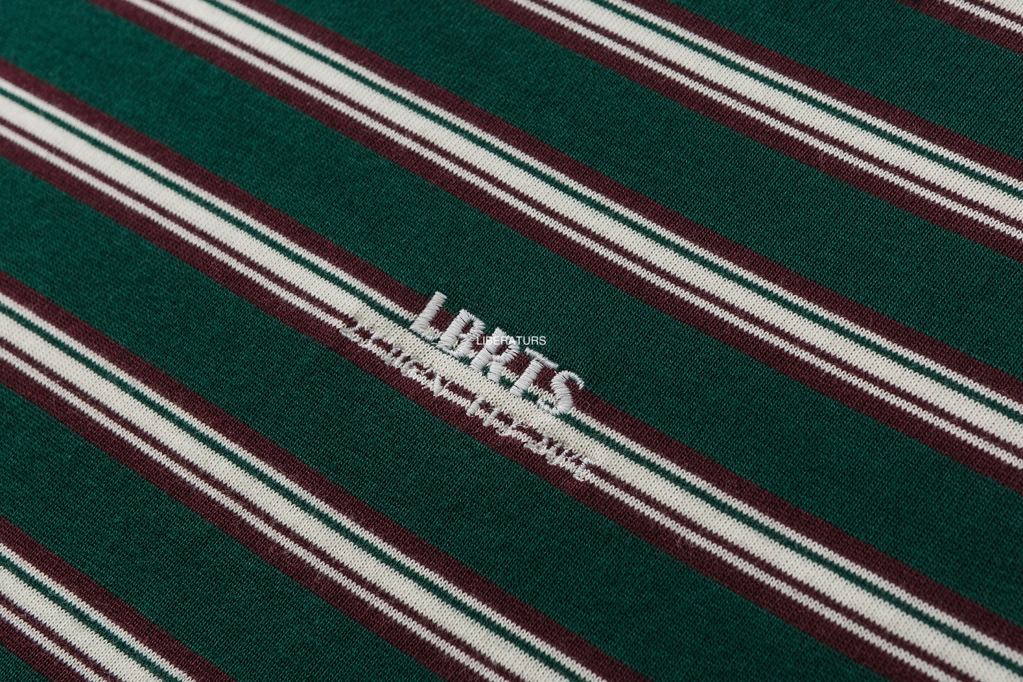 Men's Heavyweight Long Sleeve Tee - 10.2oz Striped Crewneck Shirt -Liberaturs