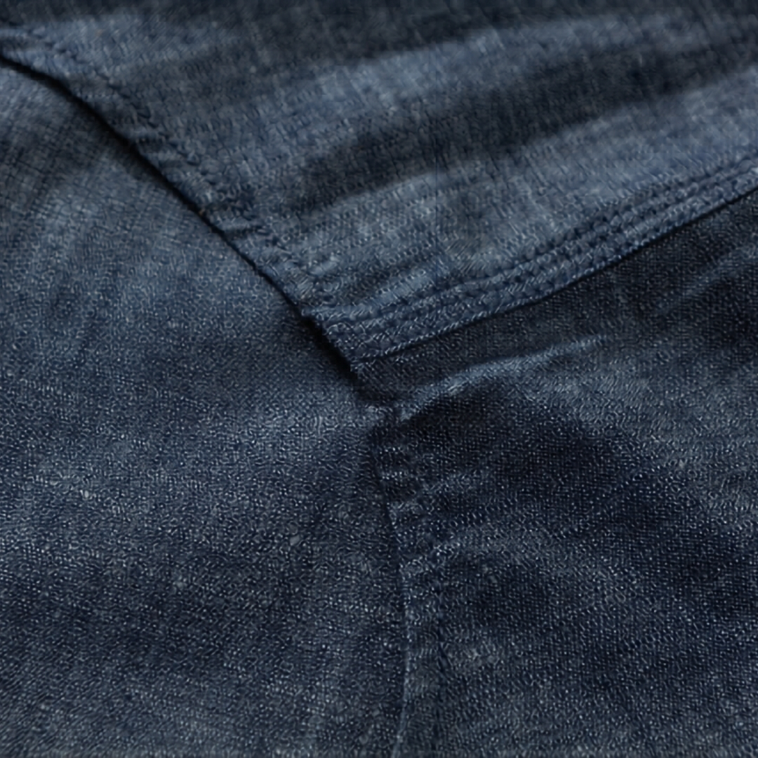 Men's 100% Cotton Chambray Classic Double Pocket Short Sleeve Shirt