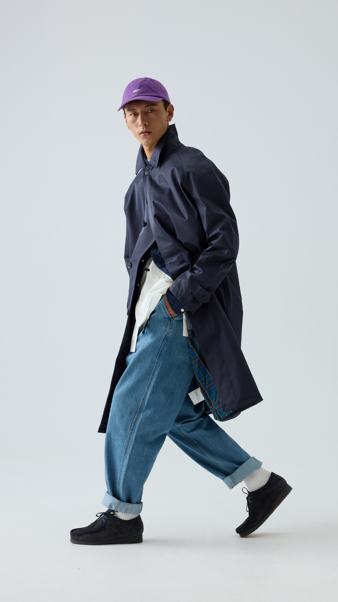 Men's Balmacaan Overcoat - Teflon-Coated Cotton Twill Rain Coat -Liberaturs