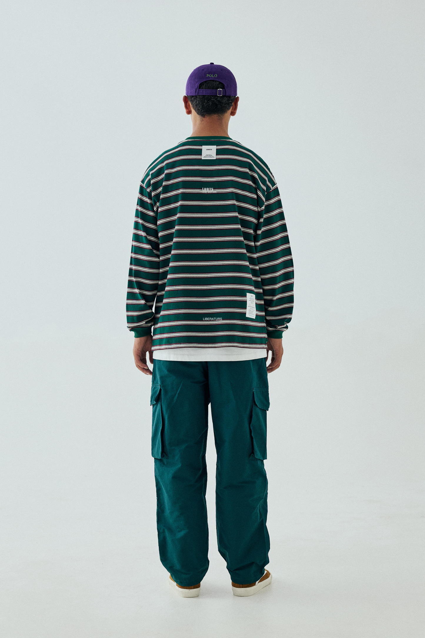 Men's Striped Long Sleeve T-Shirt - 10.2oz Heavyweight Cotton Crewneck Top-Liberaturs