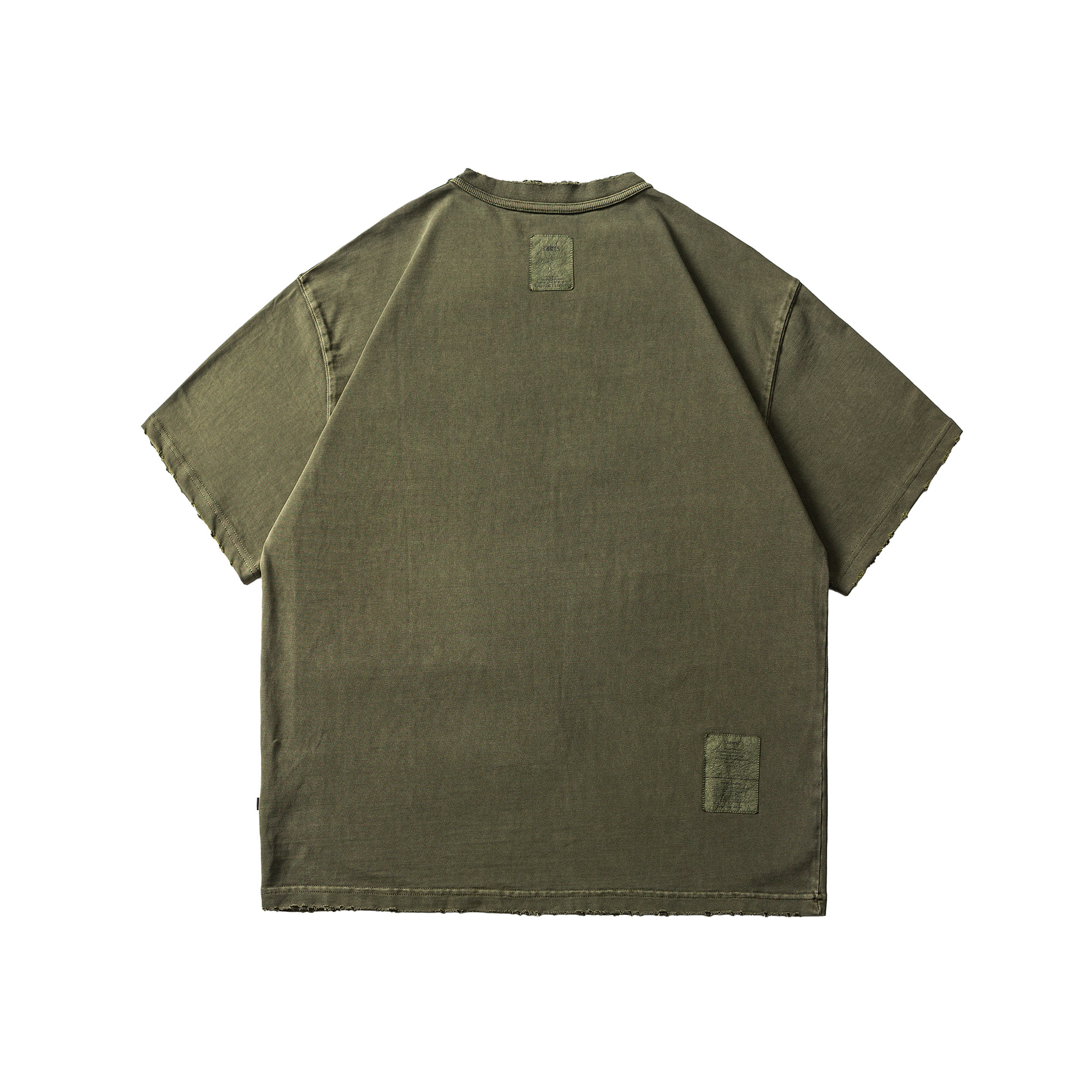 LD0102NT-成衣染-复古做旧磨破Pockrt Tee | Back view