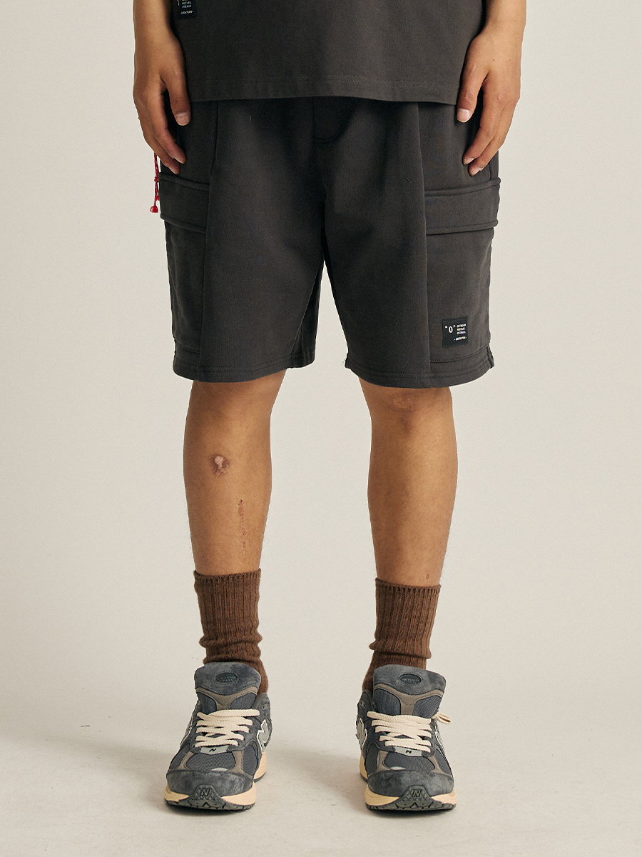 Men's Washed Vintage Cargo Sweat Shorts - Relaxed Fit Utility Cotton