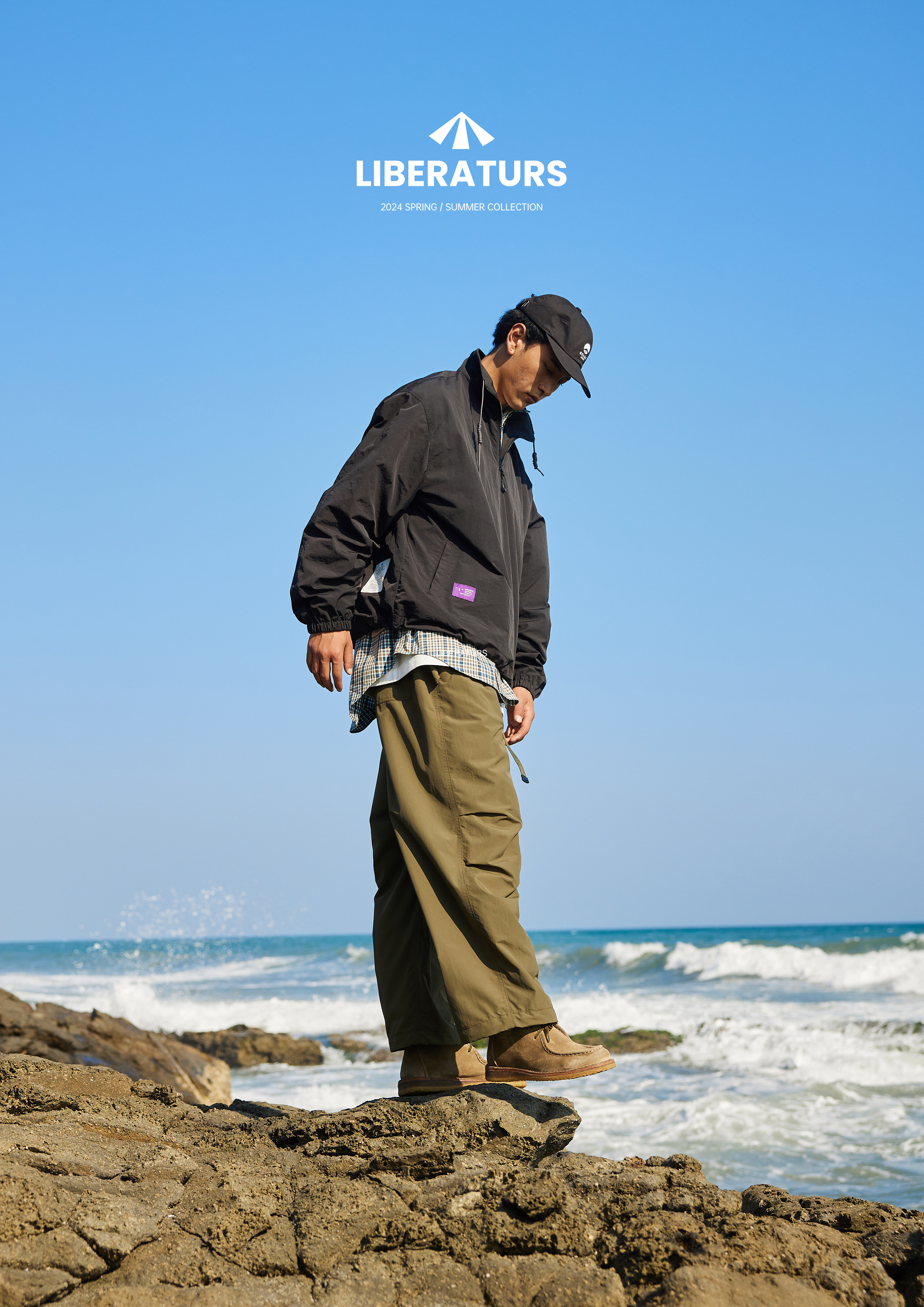 Men's Pullover Anorak - 90s Inspired Lightweight Wind Shell -Liberaturs