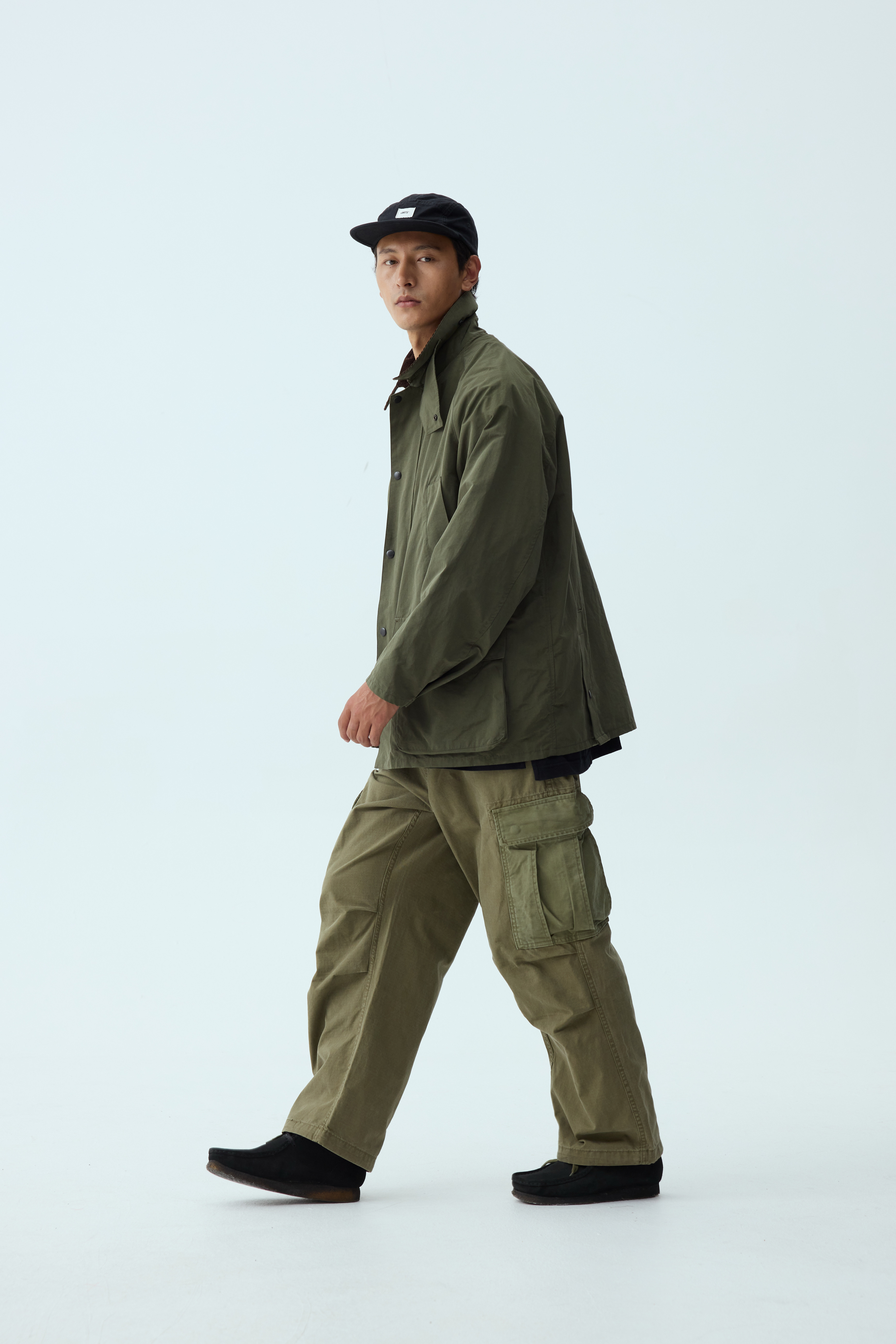 Olive Corduroy-Collar Field Jacket