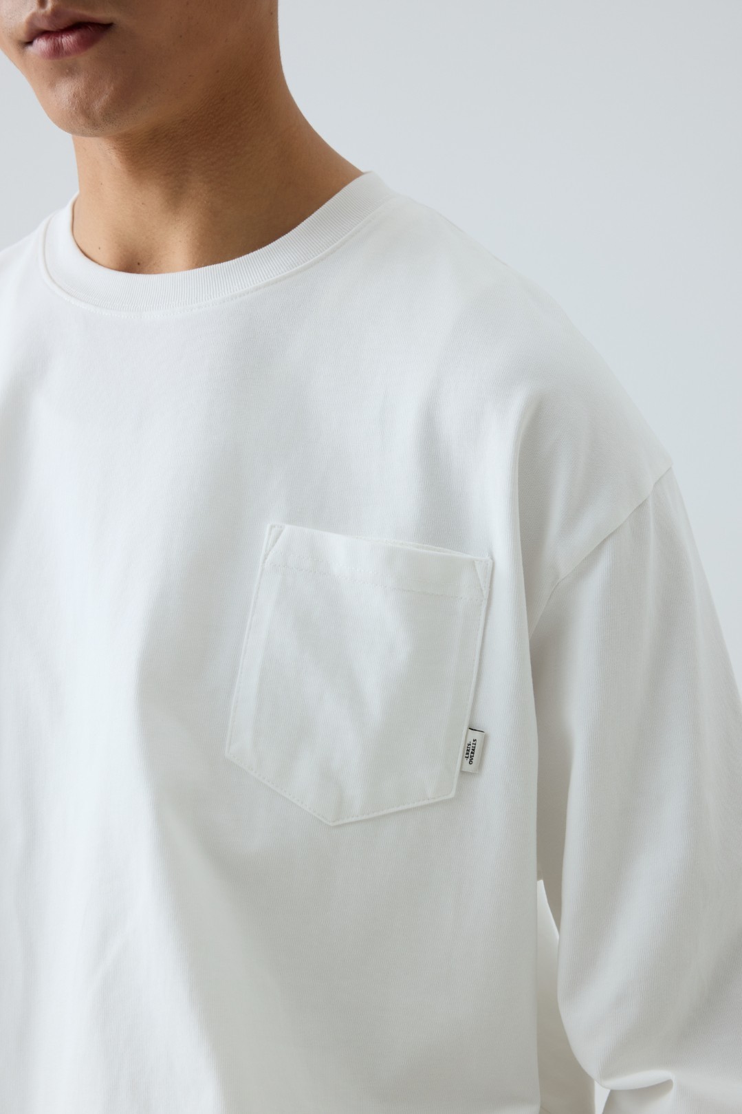 Men's Embroidered Pocket Long Sleeve Tee - 310gsm Heavyweight Crewneck