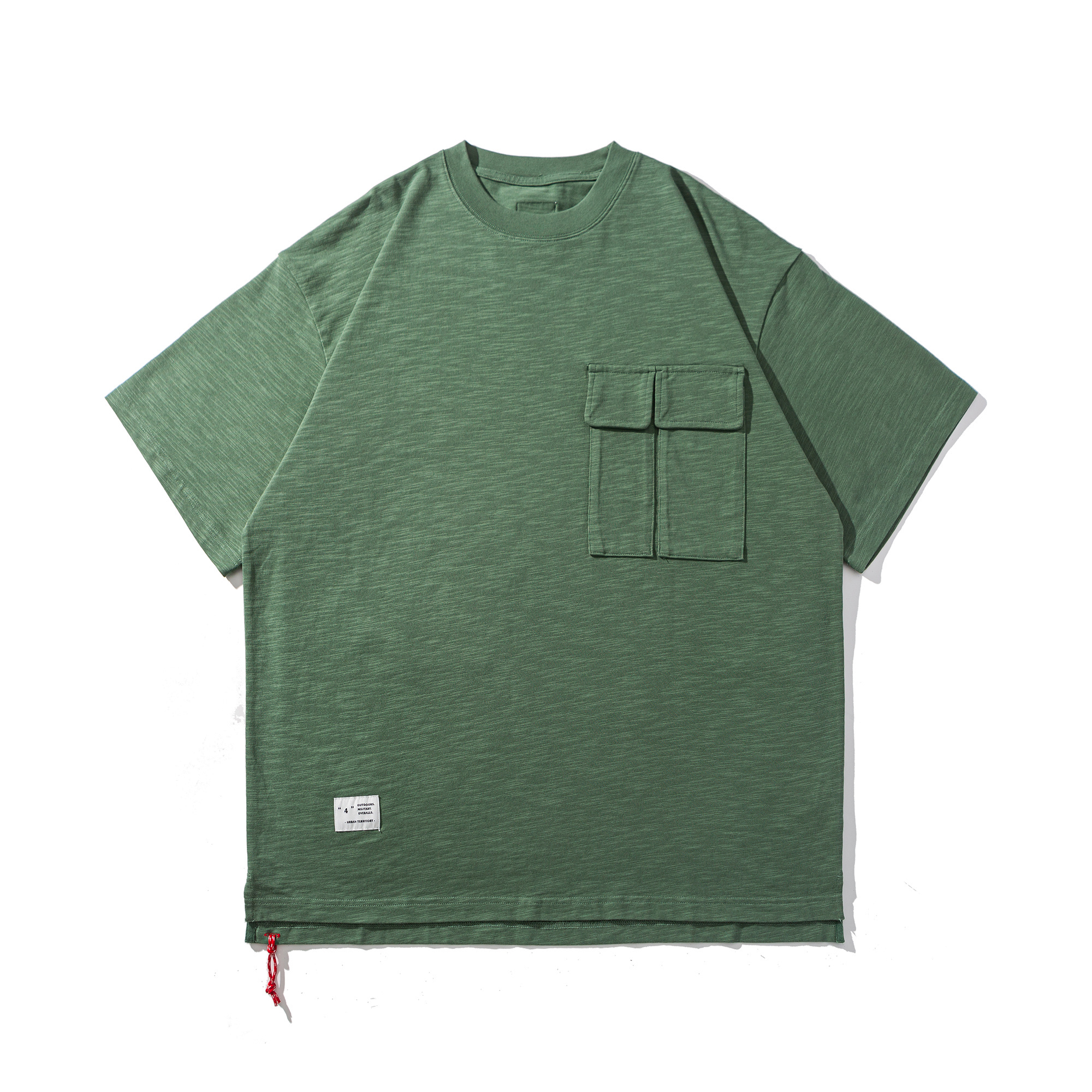Men's Slub Cotton Utility Pocket Crewneck T-shirt - Mid-Weight Cotton
