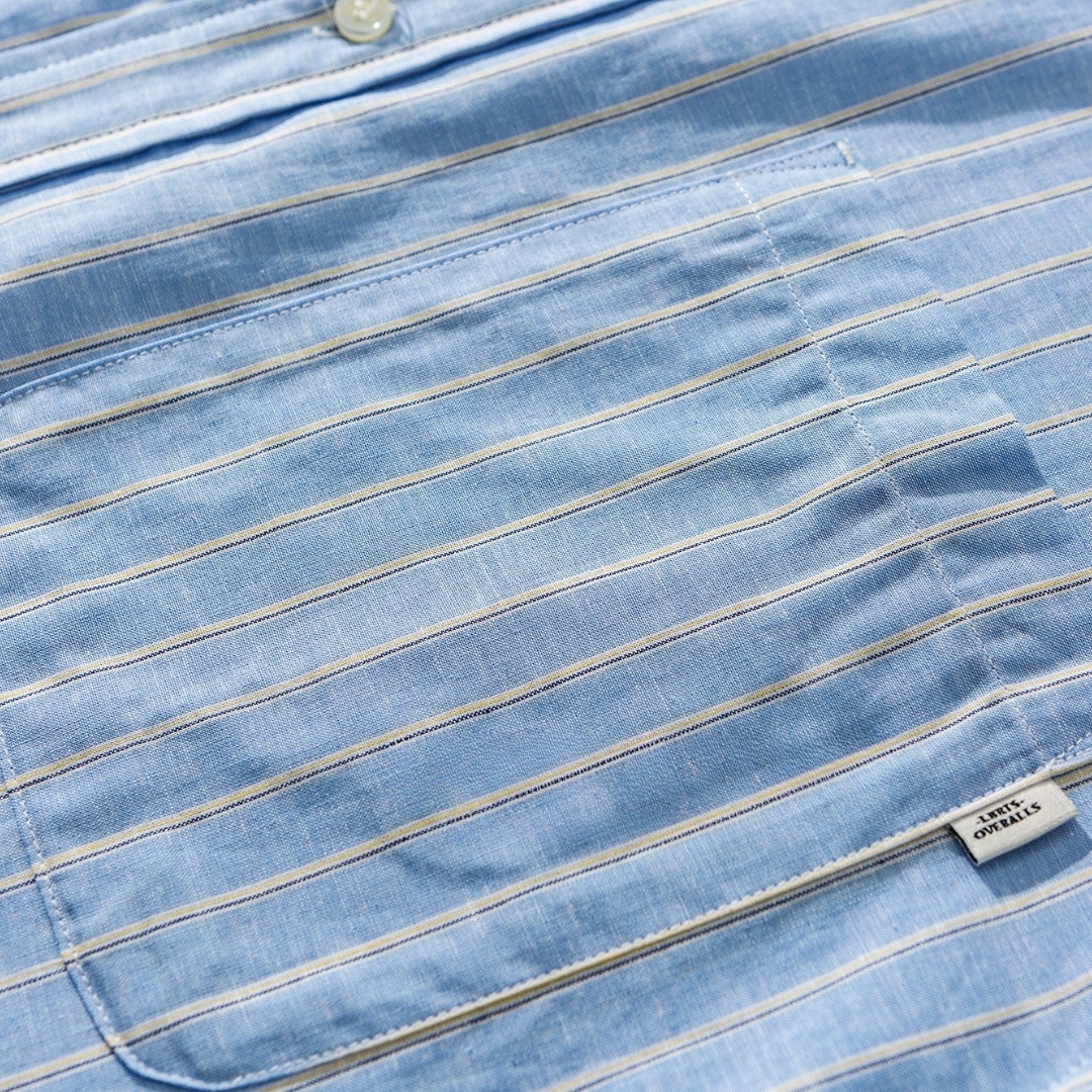 Men's Cotton-Linen Striped Stand Collar Short Sleeve Shirt - Relaxed Fit