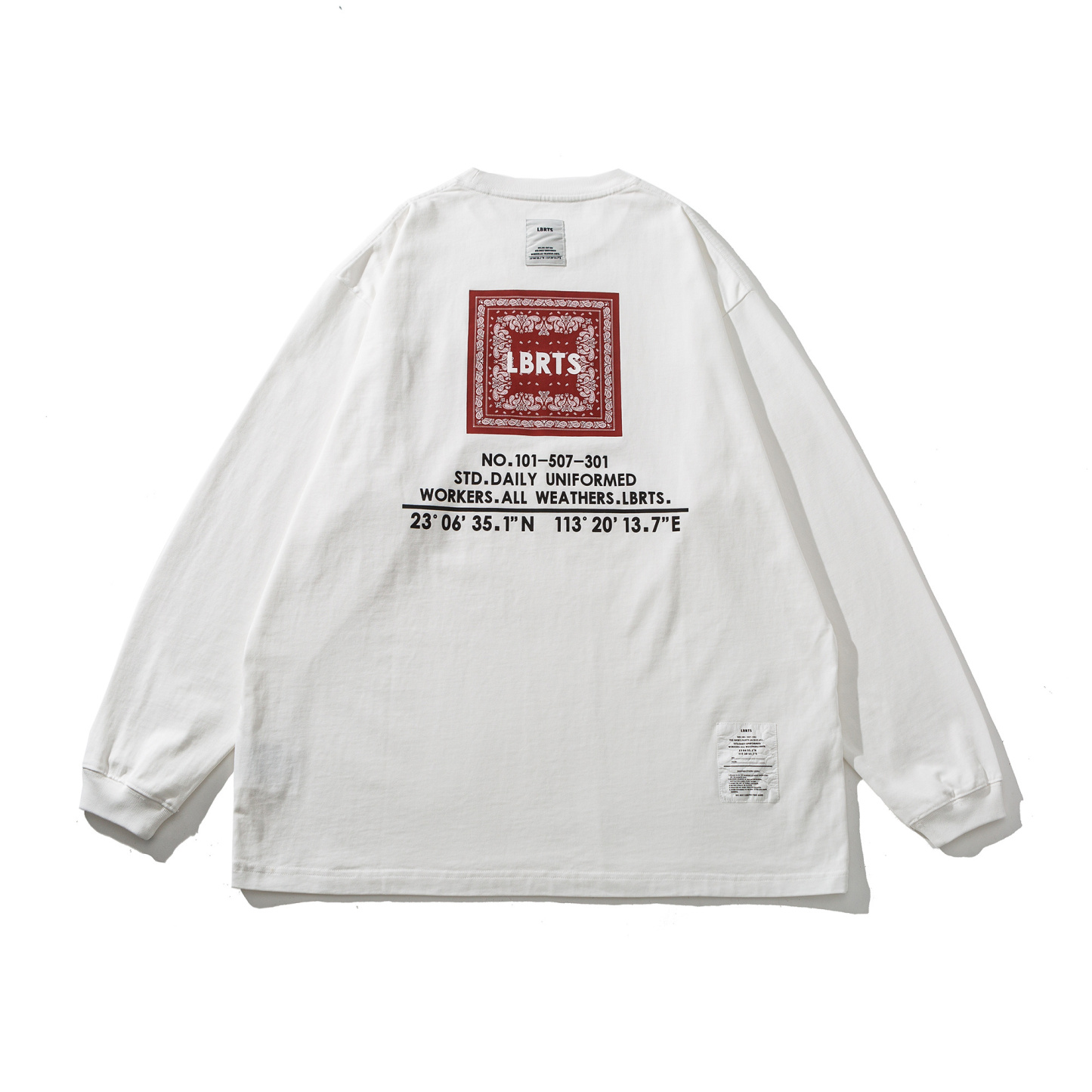 Men's Paisley Print Long Sleeve Tee - 310gsm Heavyweight Crewneck | Liberaturs