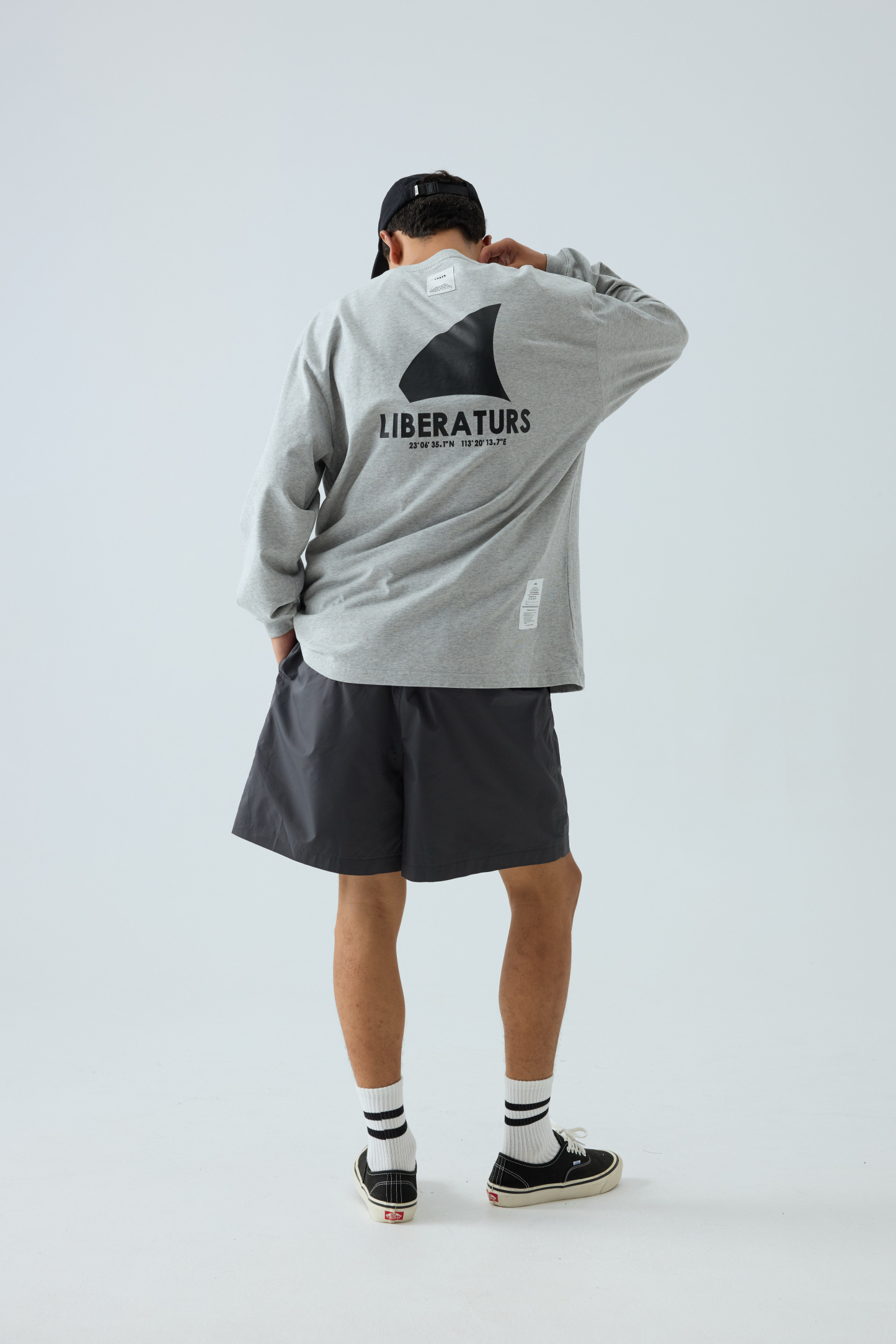 Men's 'Shark Sail' Graphic Long Sleeve Tee - 310gsm Heavyweight Crewneck 