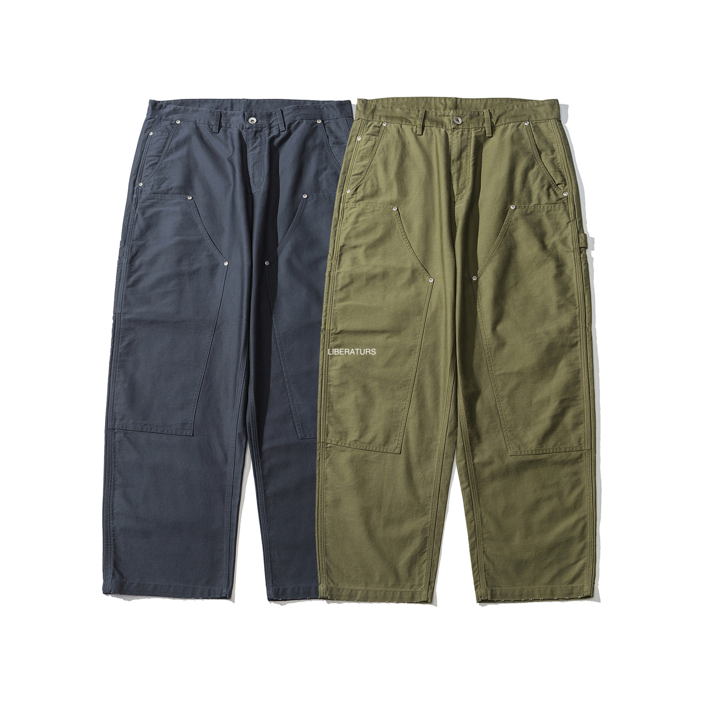 Men's Logger Pants - 14oz Heavyweight Canvas Workwear Trousers -Liberaturs