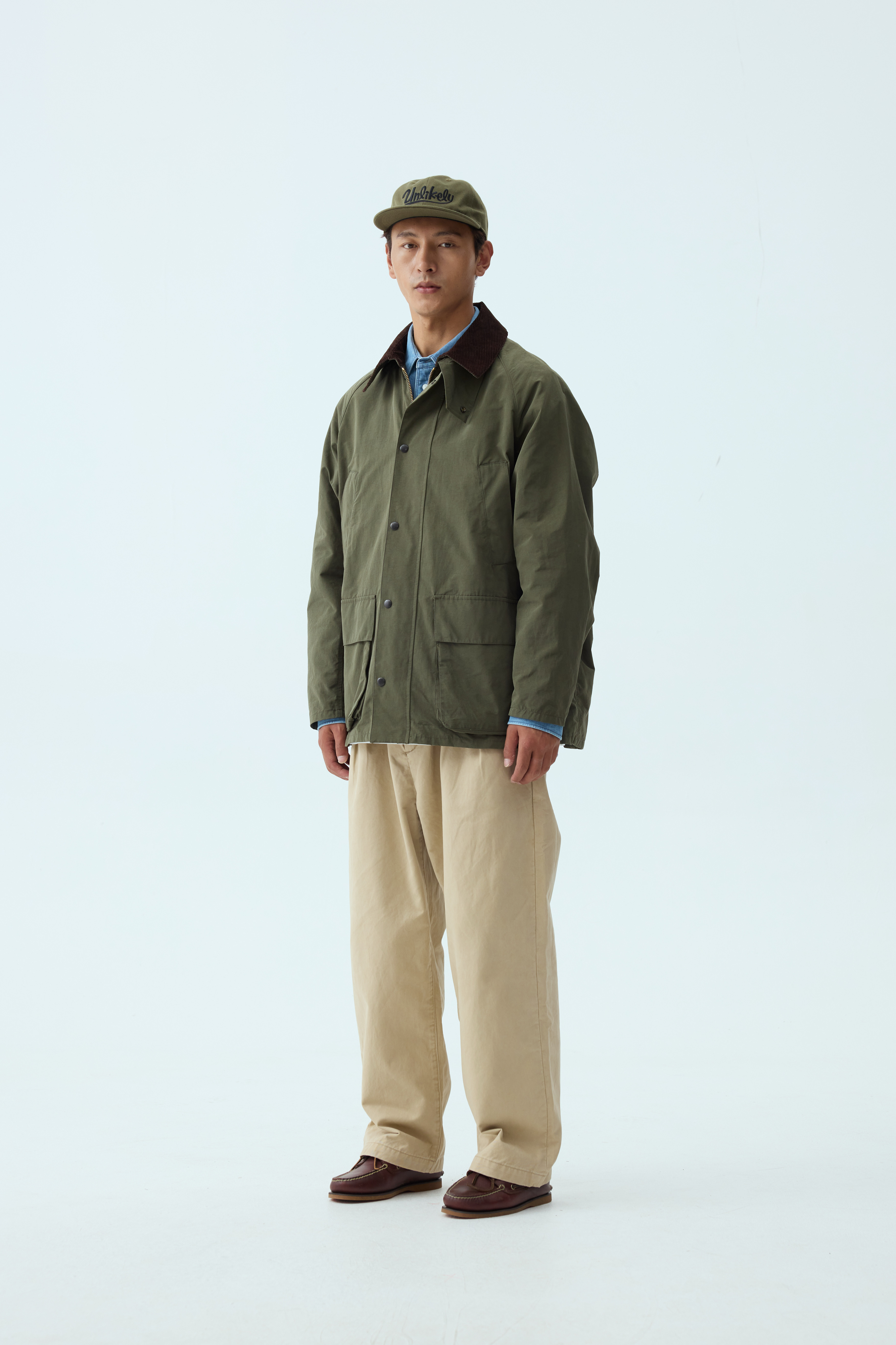 Olive Corduroy-Collar Field Jacket
