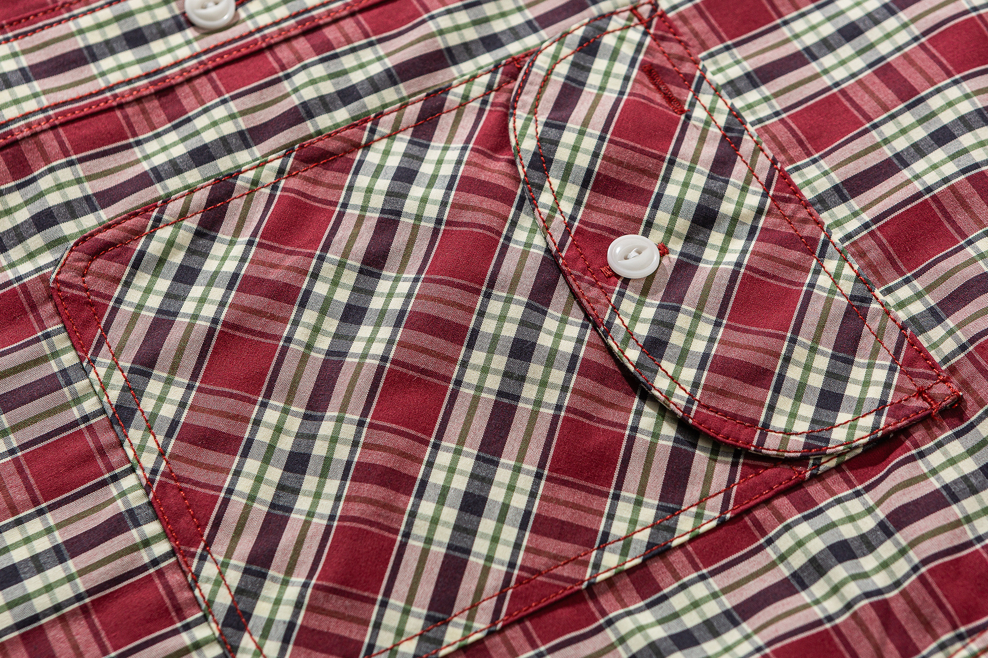 Men's Vintage Red Plaid Shirt - Brushed Cotton Flannel Shirt -Liberaturs