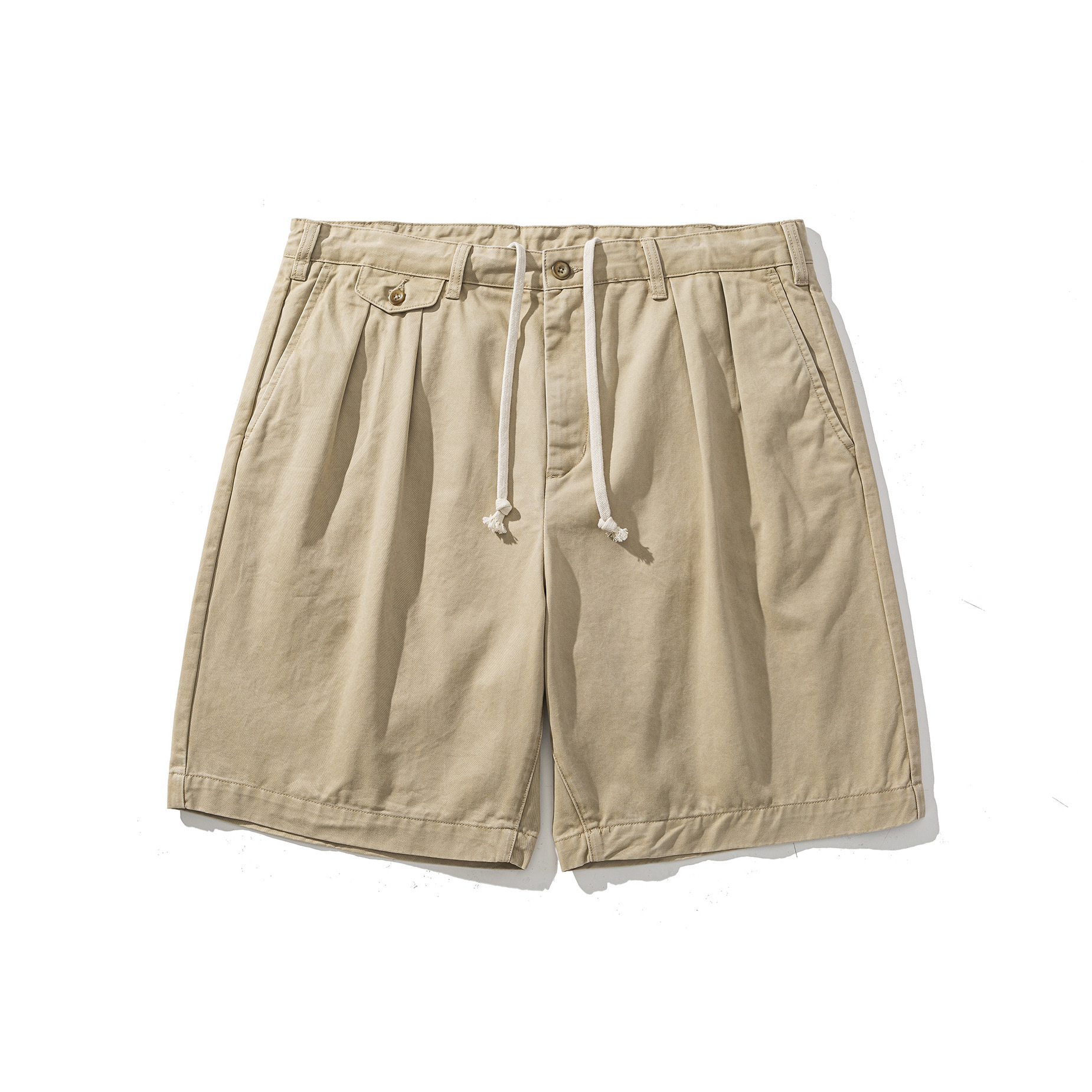 Men's Classic Double Pleated Chino Shorts - Relaxed Fit Casual Twill