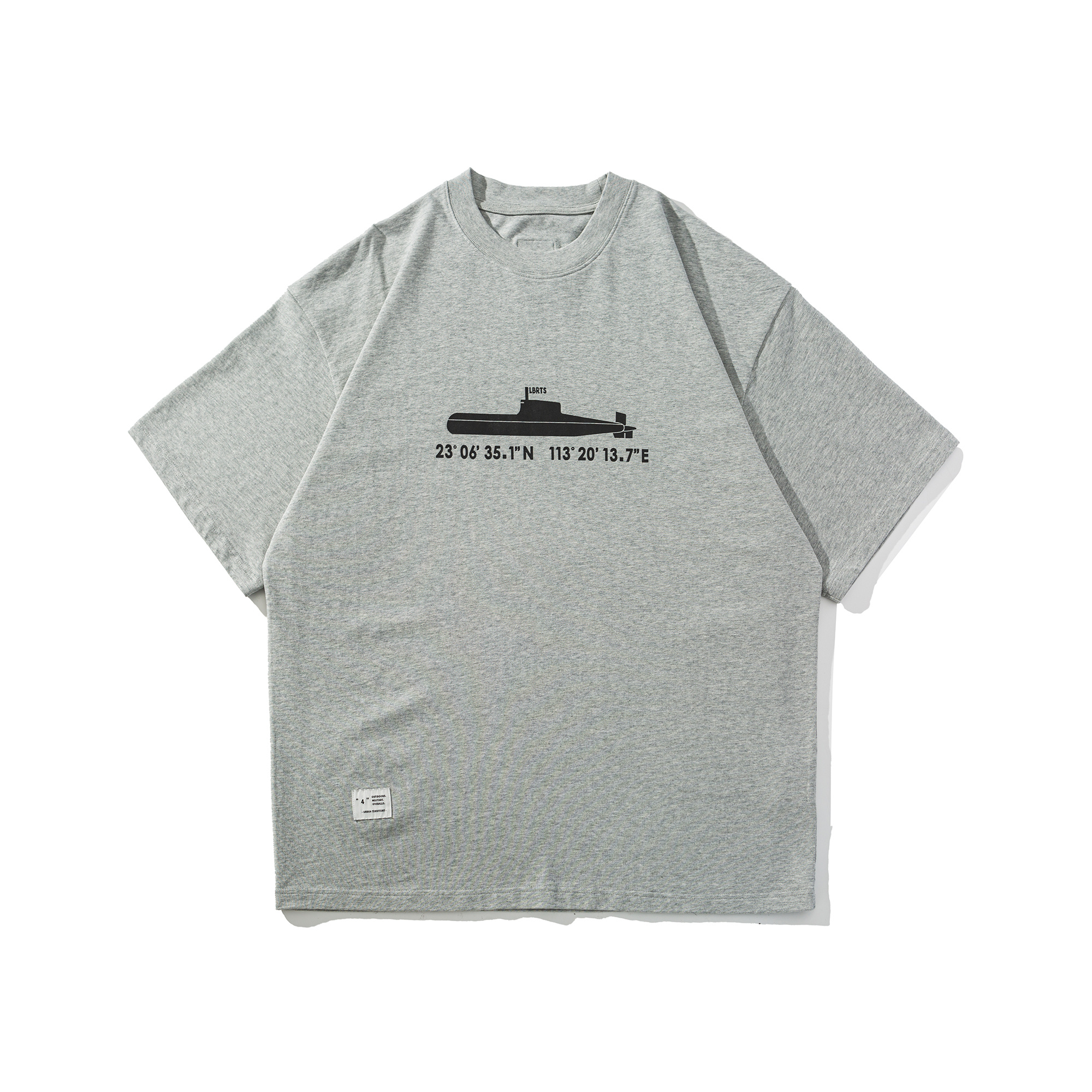 Men's Submarine Coordinate Graphic Crewneck T-shirt - Heavyweight Cotton