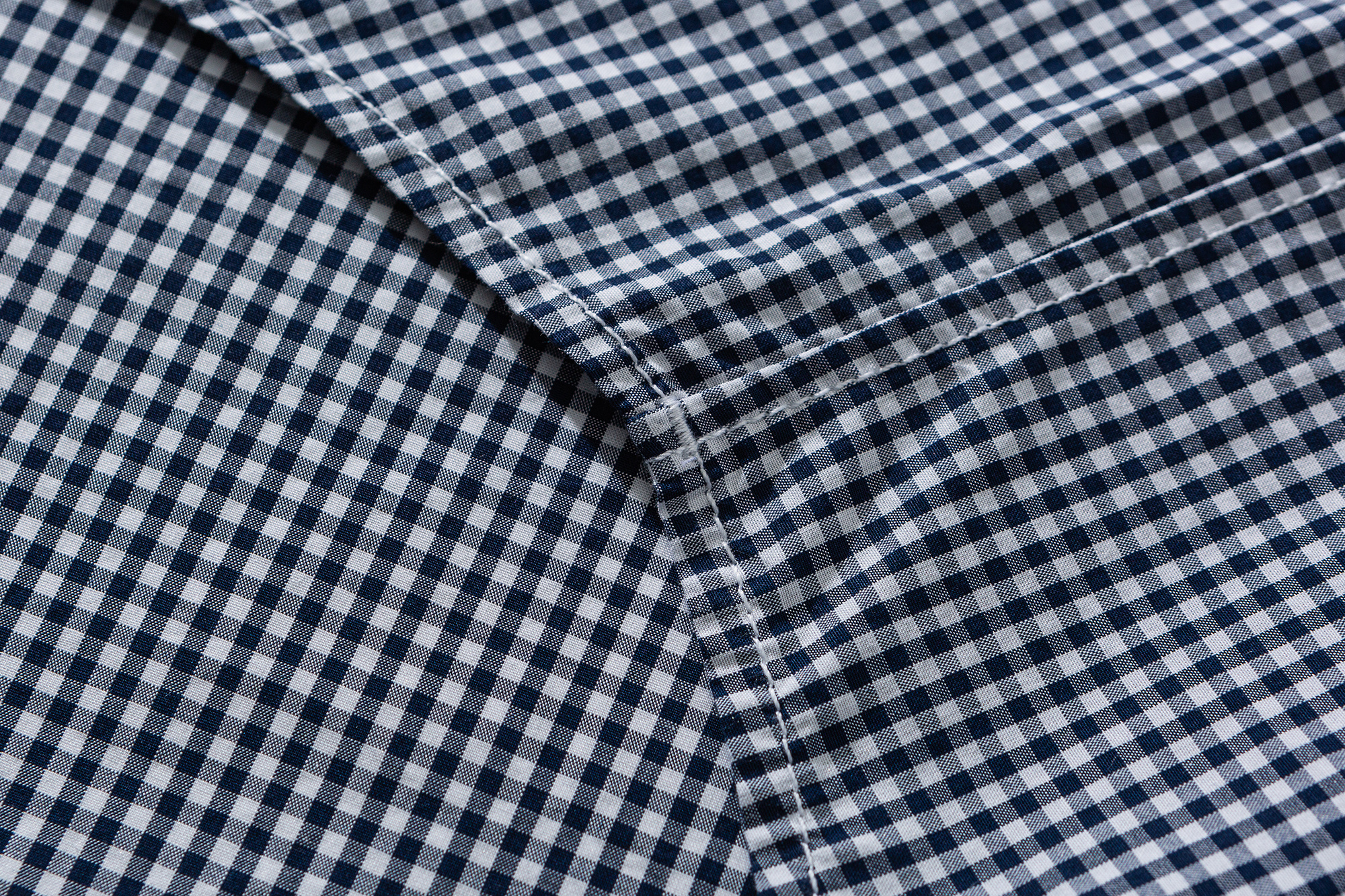 Men's Classic Blue Gingham Check Pen Pocket Short Sleeve Shirt - Relaxed Fit Cotton