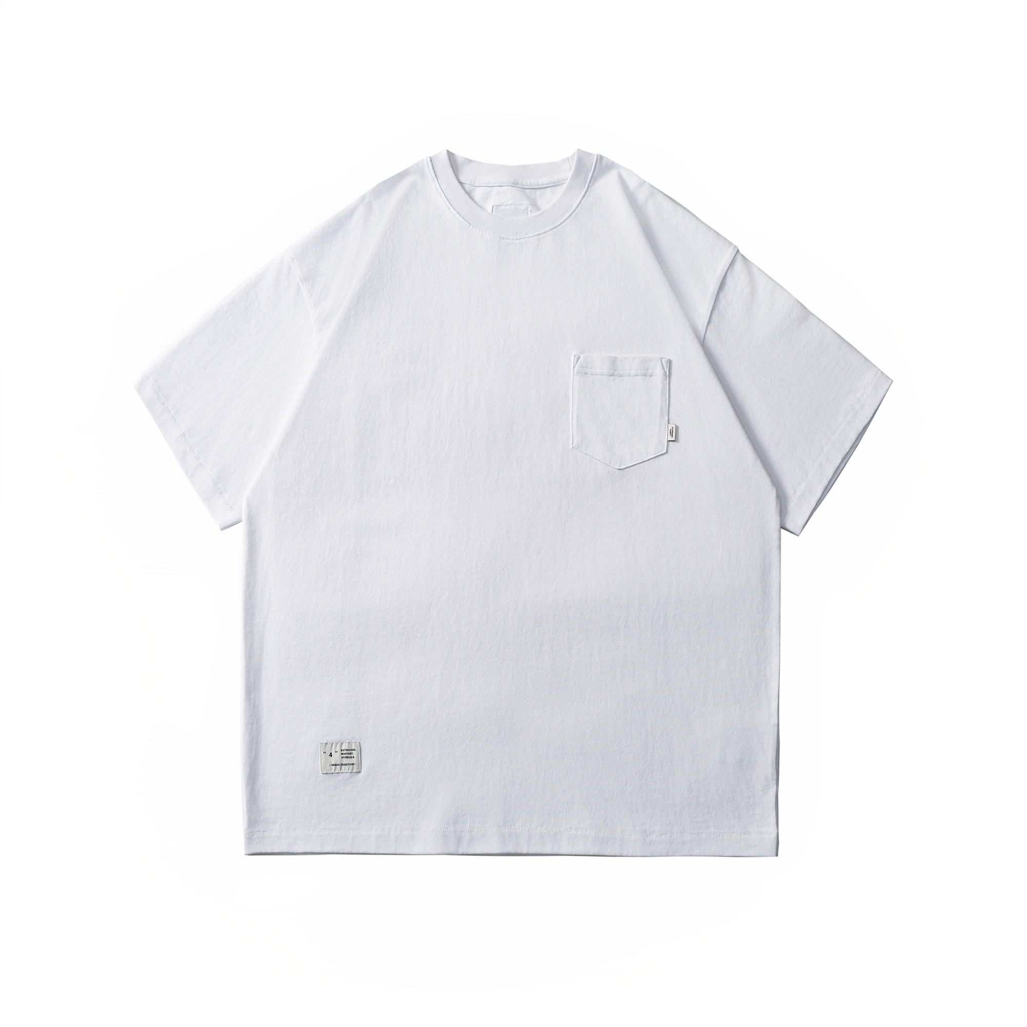 Men's Solid Crewneck Pocket T-shirt - Mid-Weight Cotton