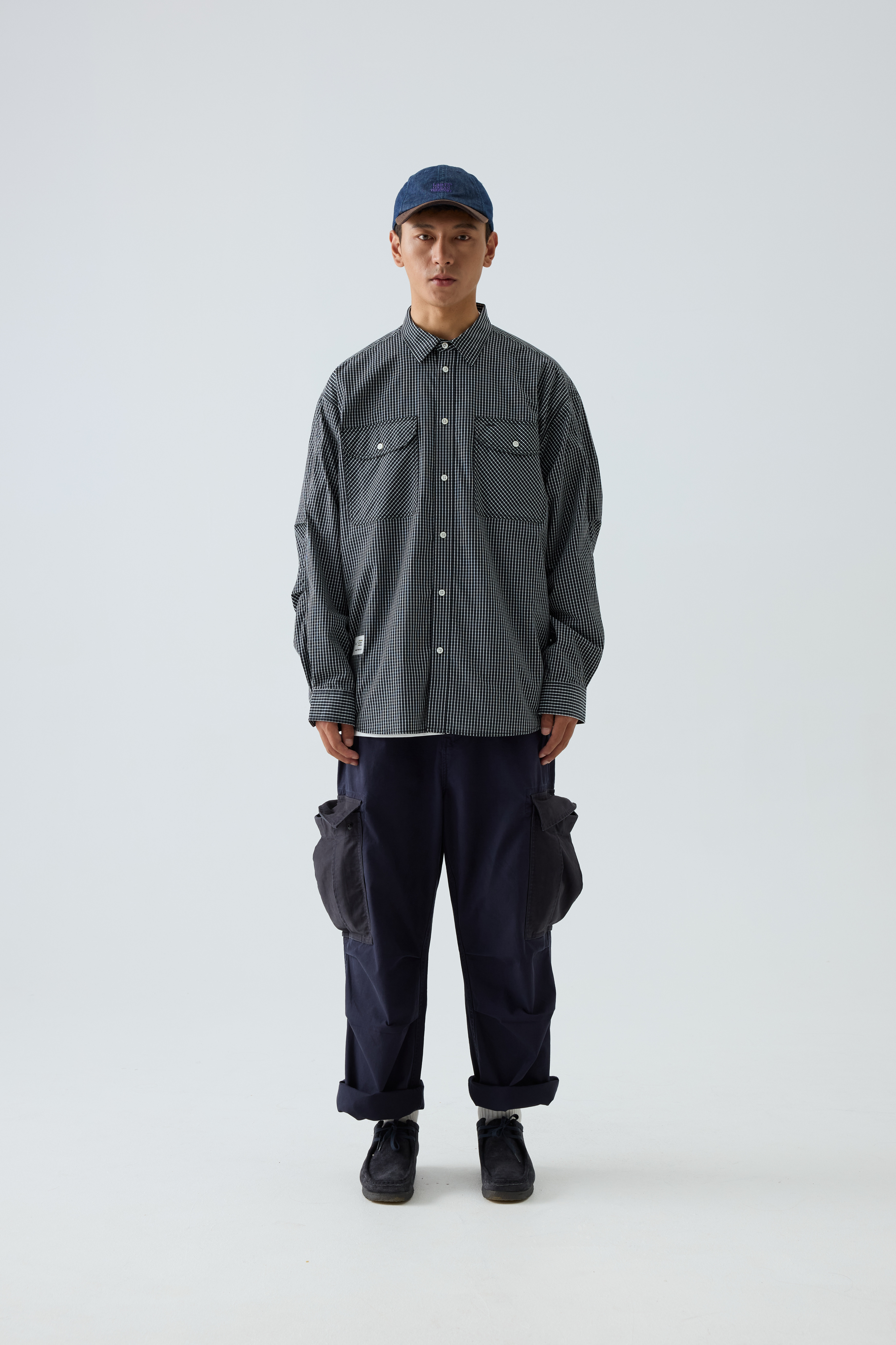 Men's Black Plaid Flannel Shirt - Carbon-Brushed Cotton Workwear -Liberaturs