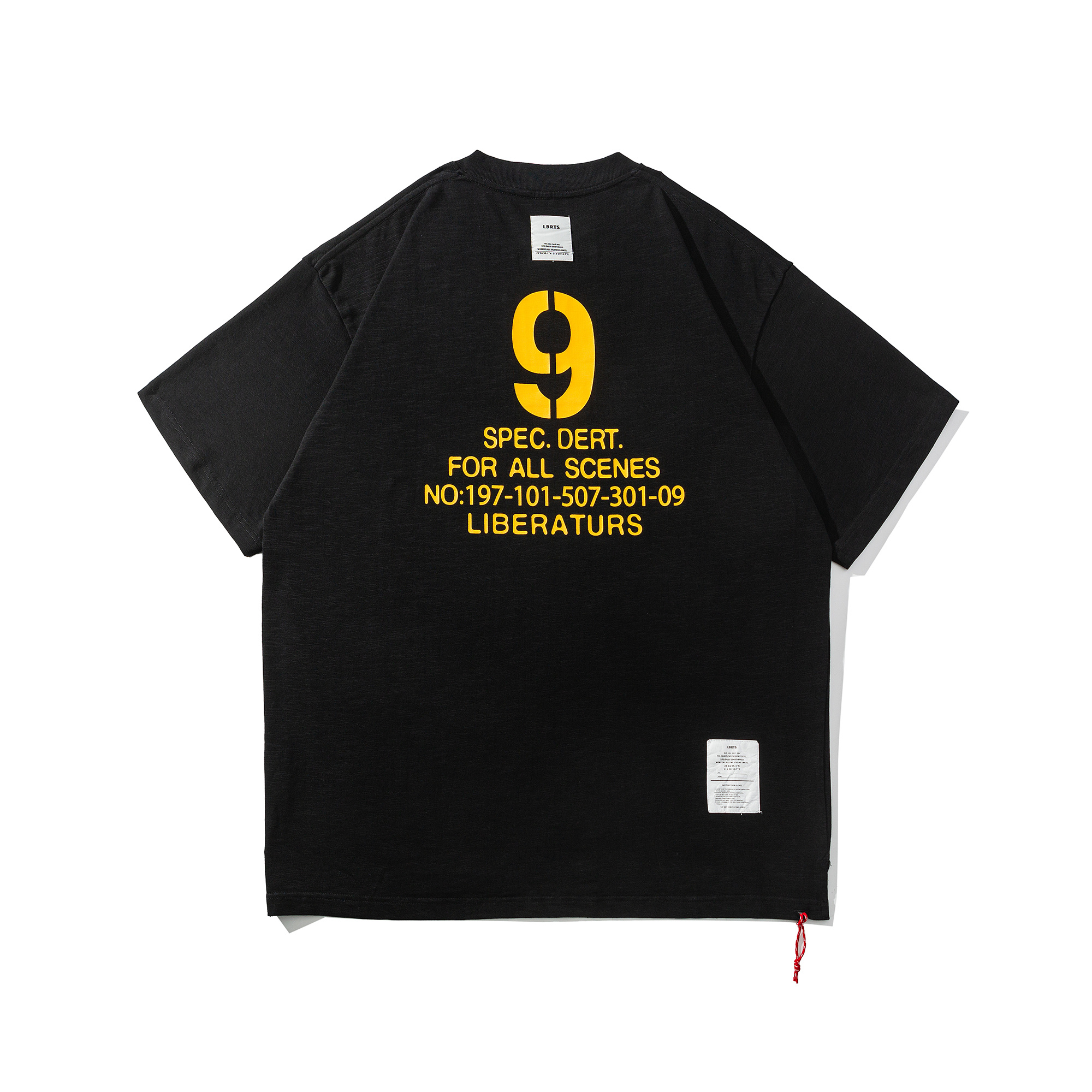 Men's "9" Graphic Henley Collar T-shirt - Mid-Weight Cotton