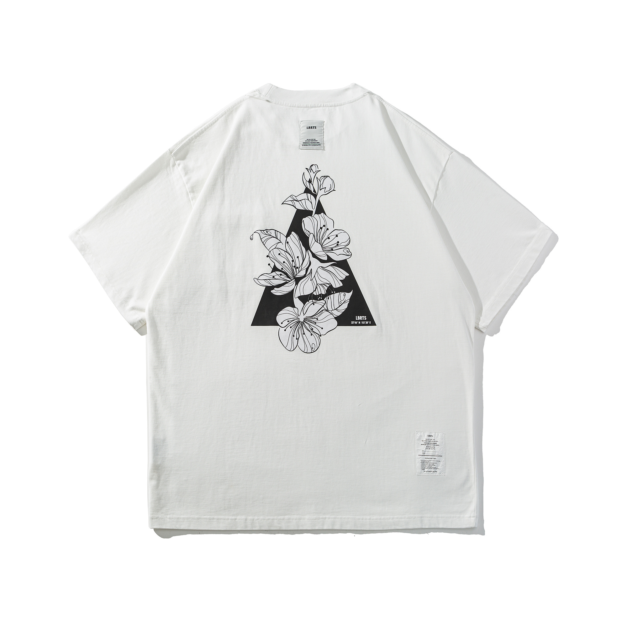 Men's Front Pocket & Back Triangle Floral Graphic T-shirt - Heavyweight Cotton