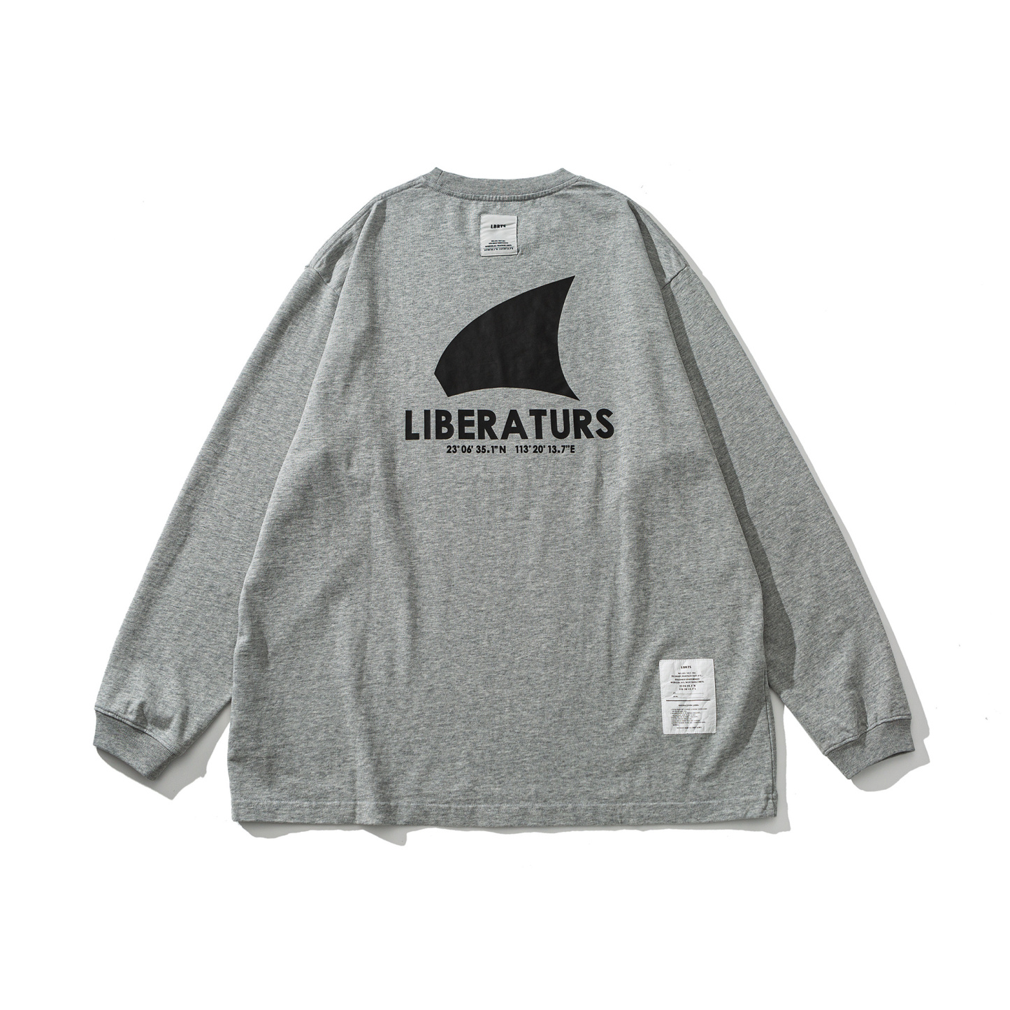 Men's 'Shark Sail' Graphic Long Sleeve Tee - 310gsm Heavyweight Crewneck 