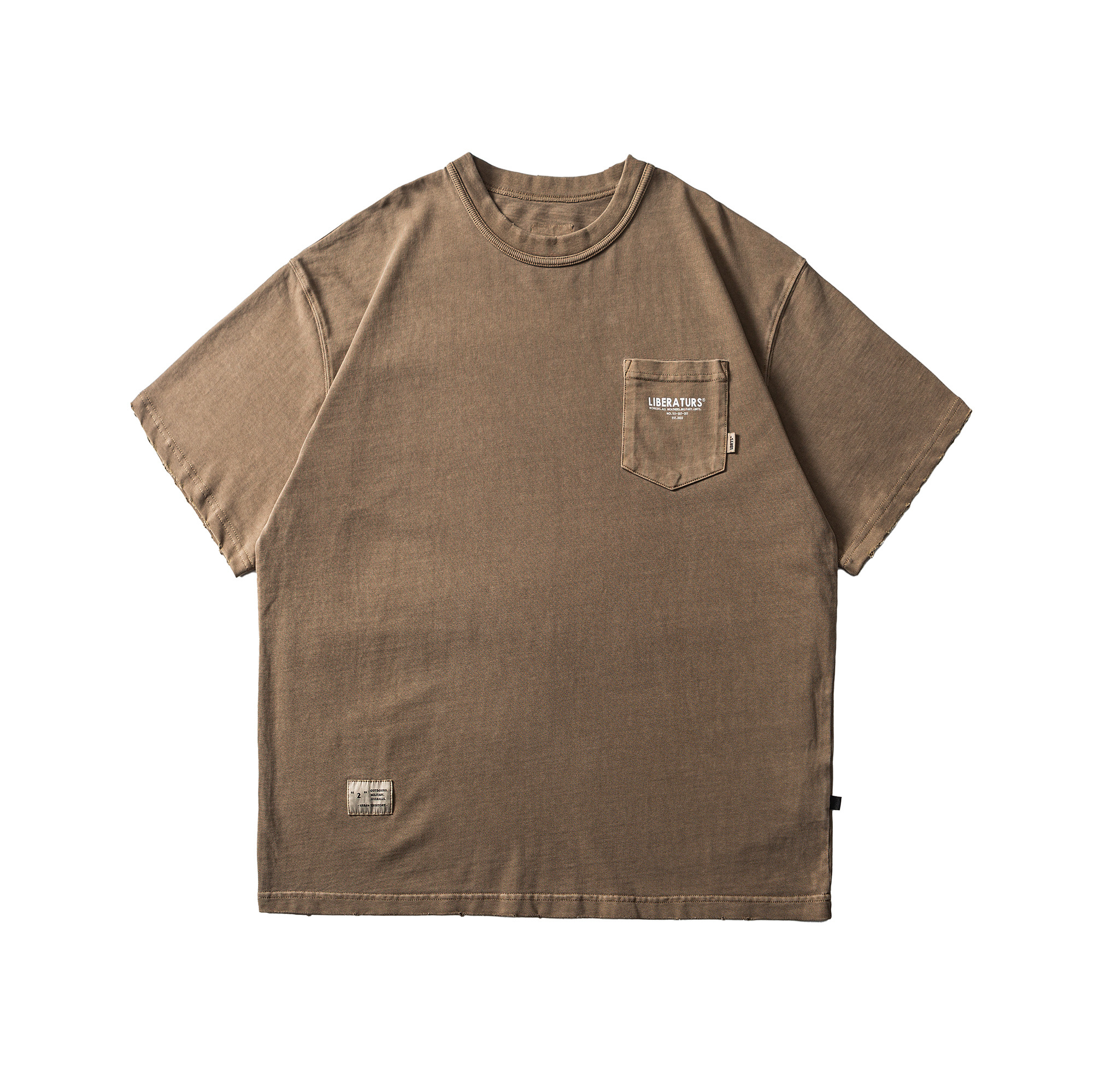 LD0102NT-成衣染-复古做旧磨破Pockrt Tee | Photo 8