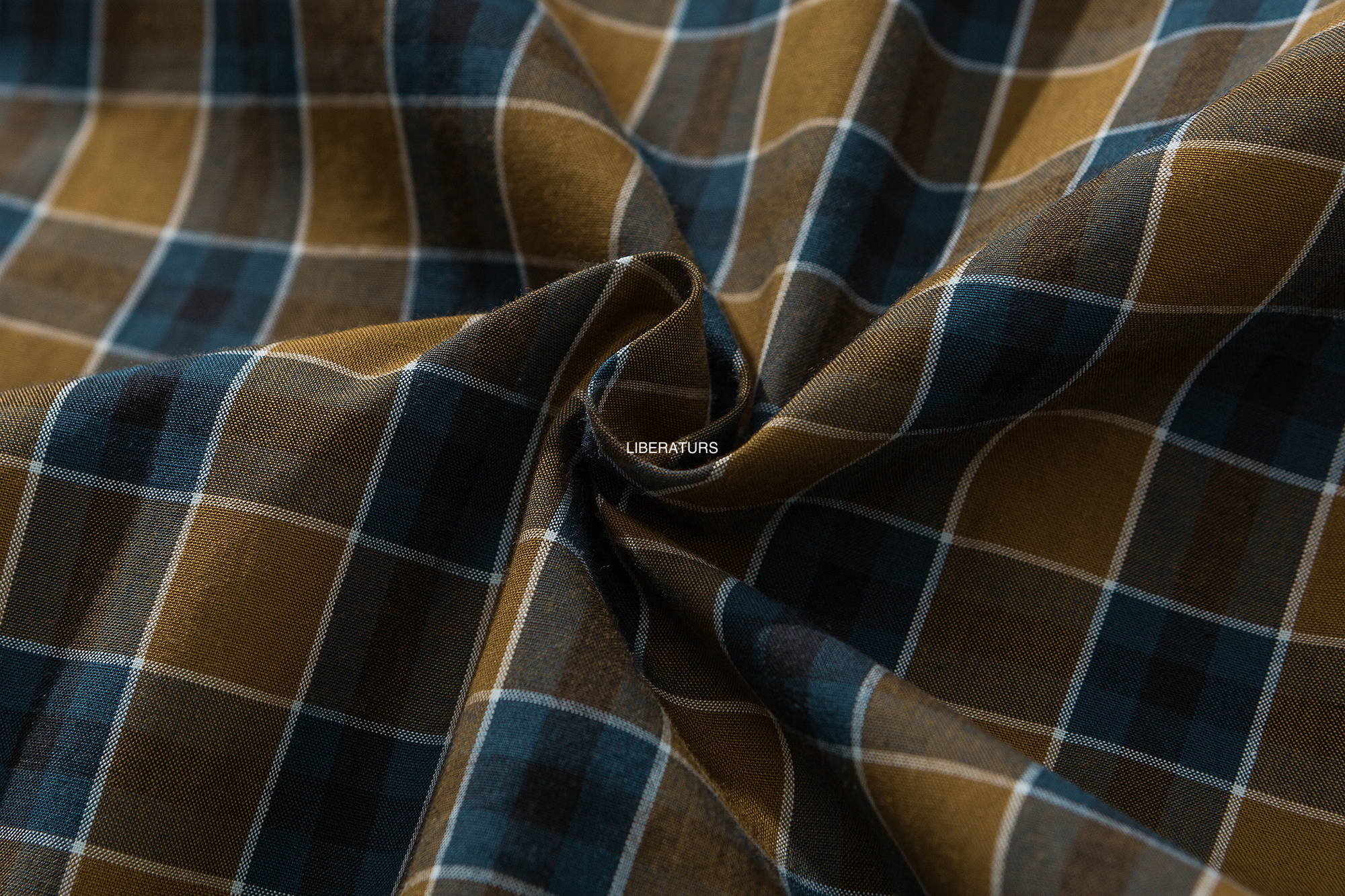 Men's Khaki Plaid Work Shirt - Casual Long Sleeve Button Up-Liberaturs