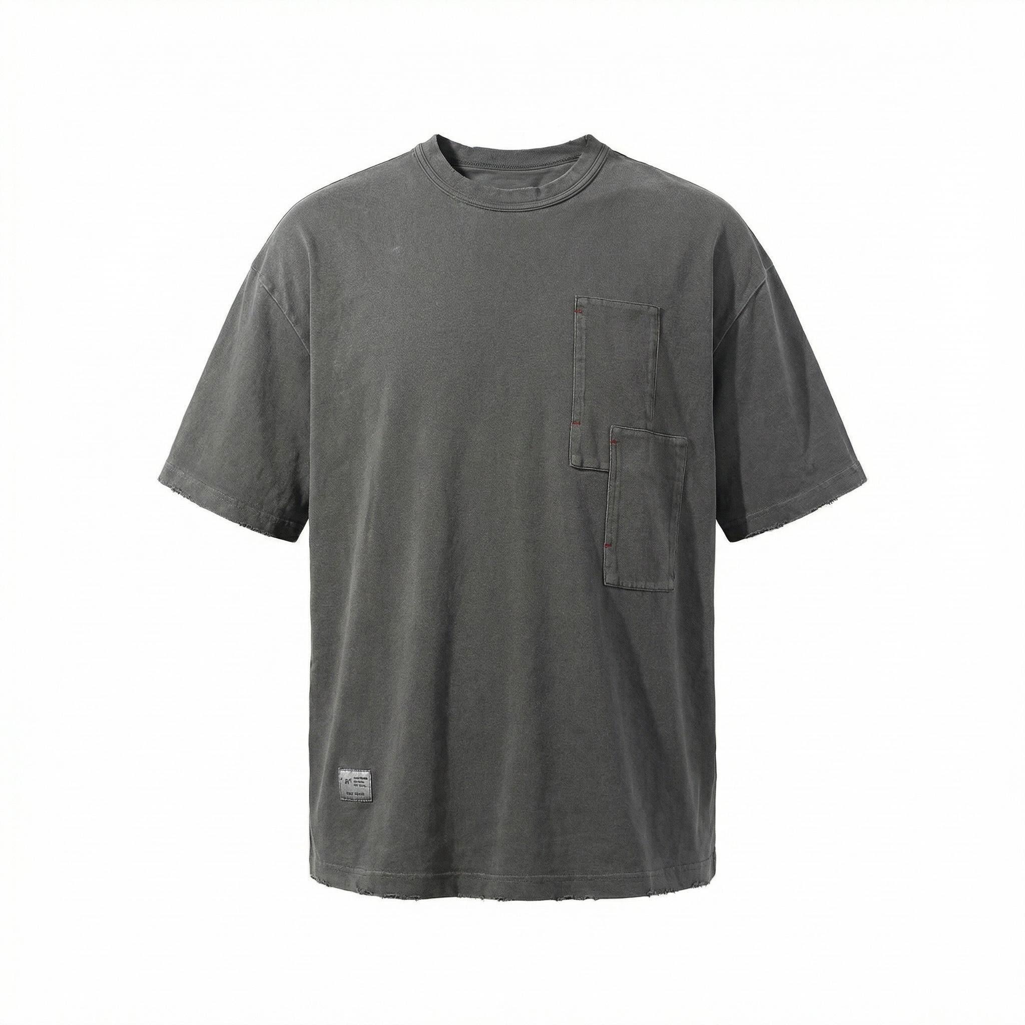 Men's Garment Dyed Vintage Distressed T-shirt - Heavyweight Cotton Graphic Tee