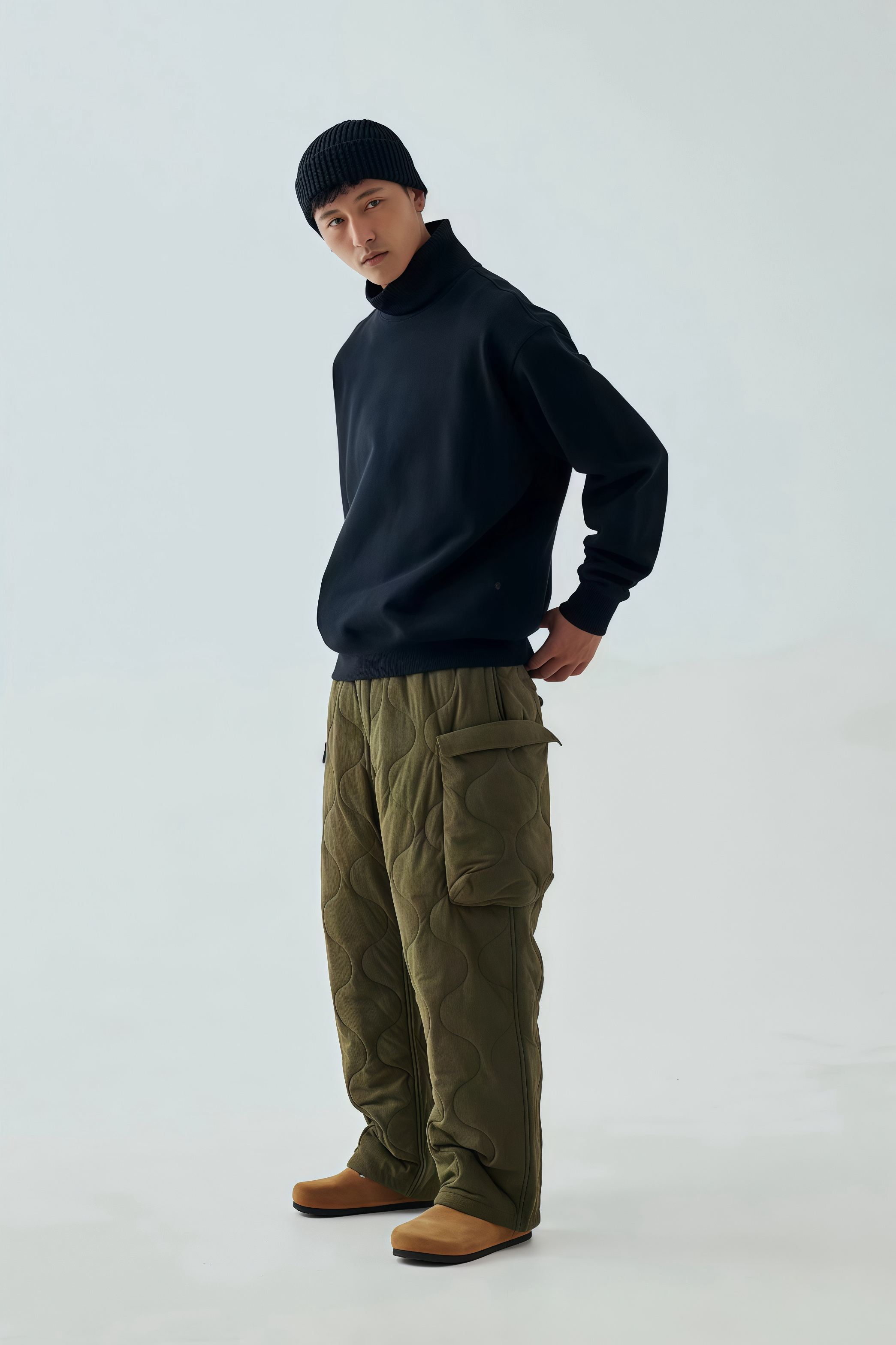 Men's Outdoor Nylon Cargo Pants - Water-Resistant Utility Pants-Liberaturs | Full body shot