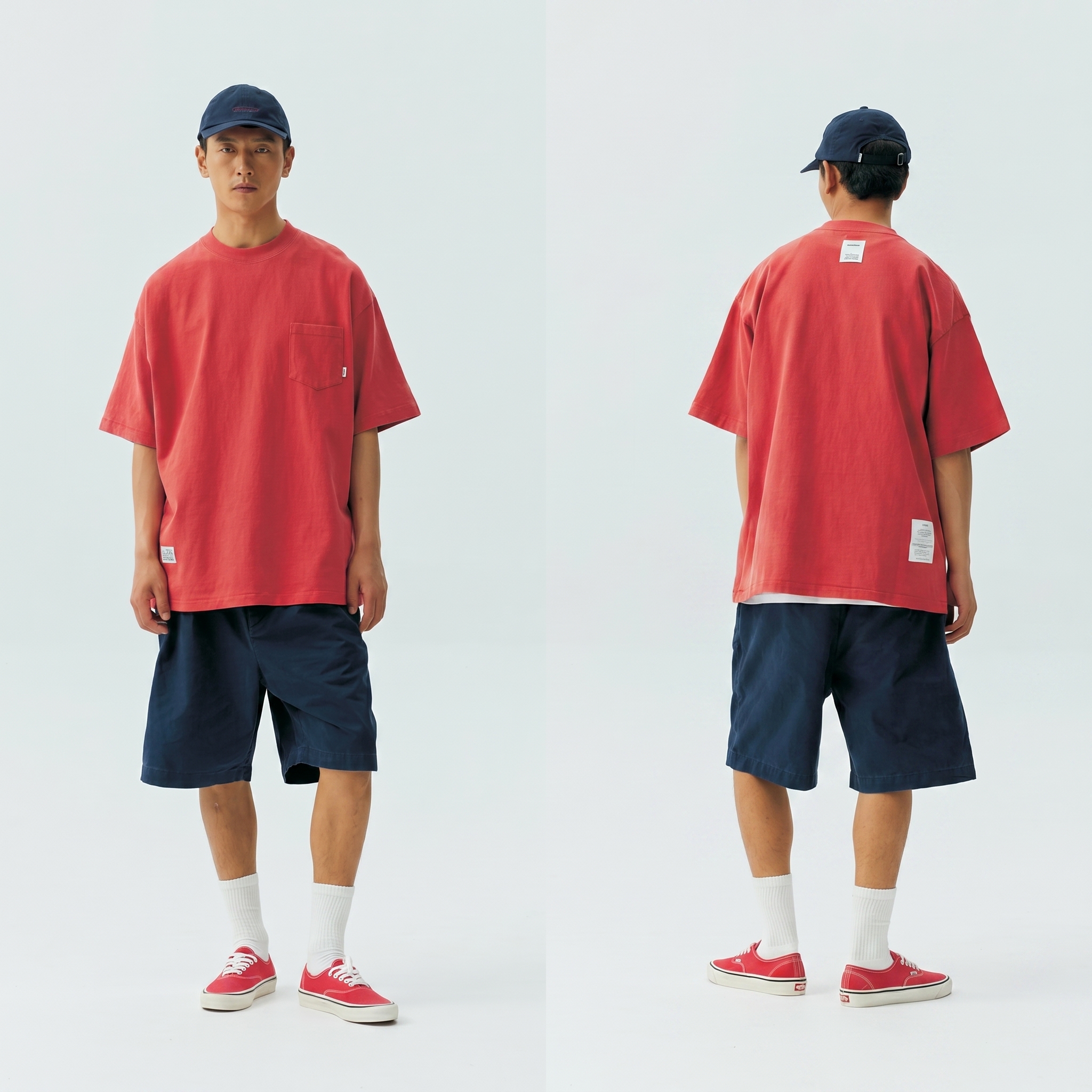 Men's Solid Crewneck Pocket T-shirt - Mid-Weight Cotton