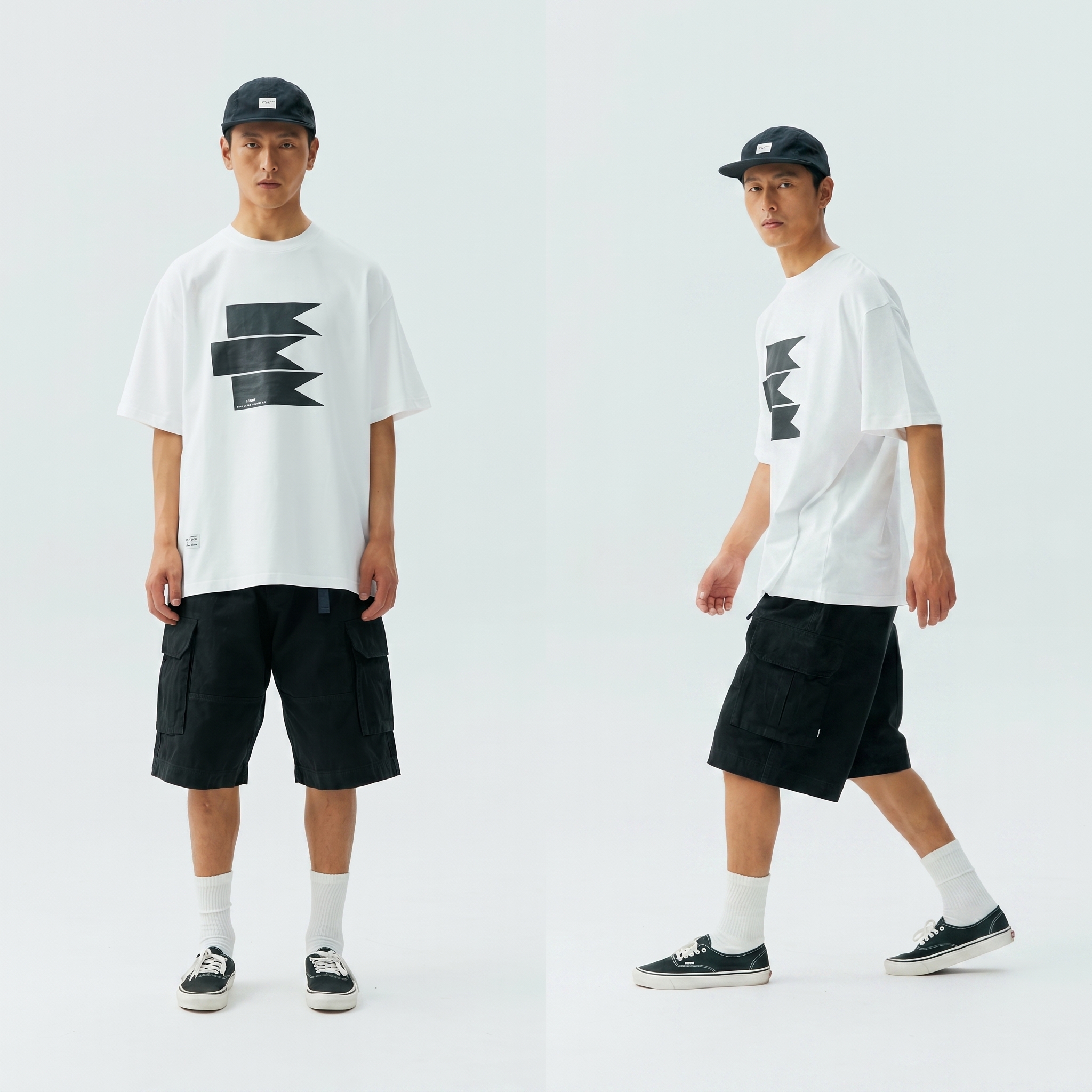 Men's Geometric Flag Graphic Crewneck T-shirt - Heavyweight Cotton