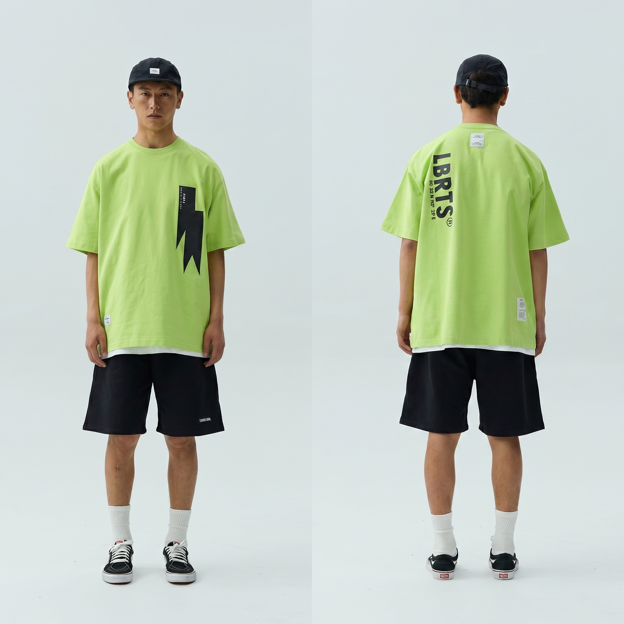 Men's 320gsm Front & Back Geometric Ribbon Graphic T-shirt - Heavyweight Cotton