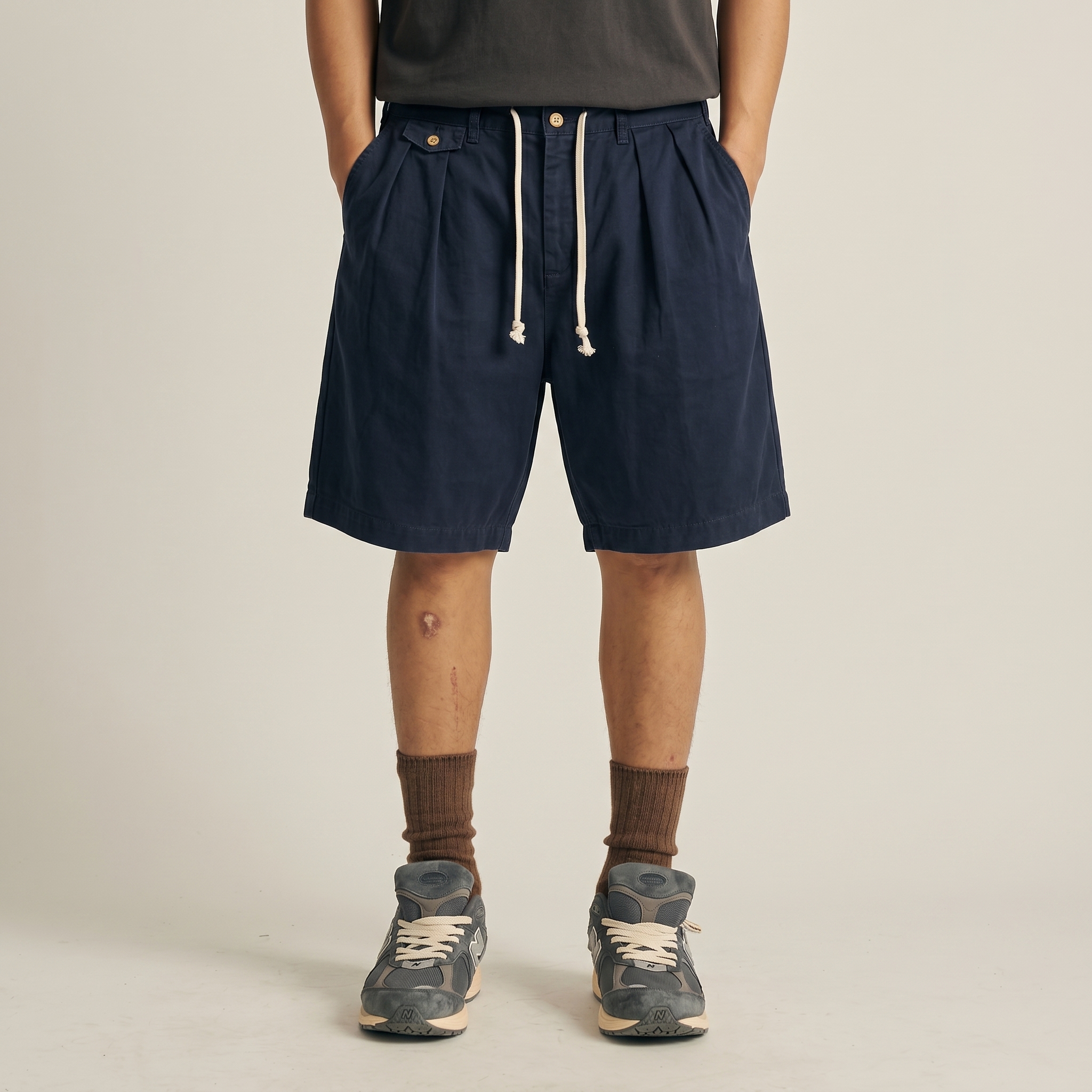 Men's Classic Double Pleated Chino Shorts - Relaxed Fit Casual Twill