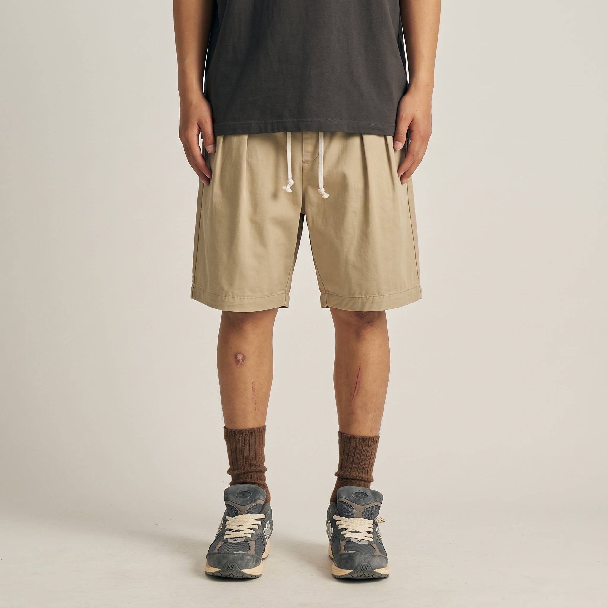 Men's Classic Double Pleated Chino Shorts - Relaxed Fit Casual Twill