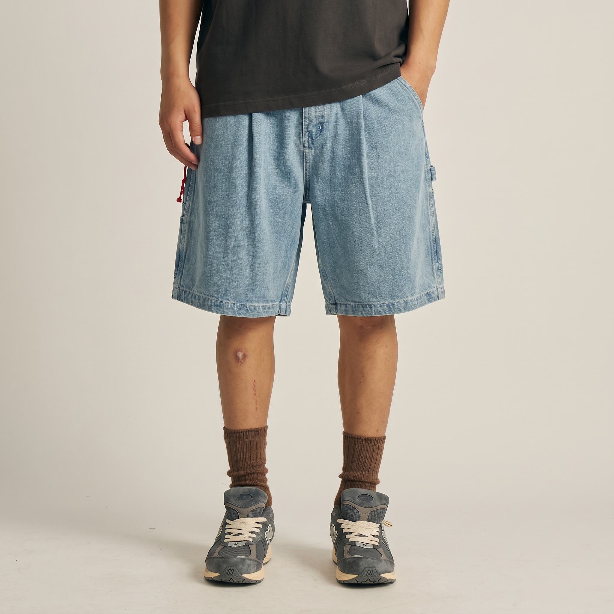 Men's Carpenter Denim Shorts - Relaxed Fit Utility Cotton Denim