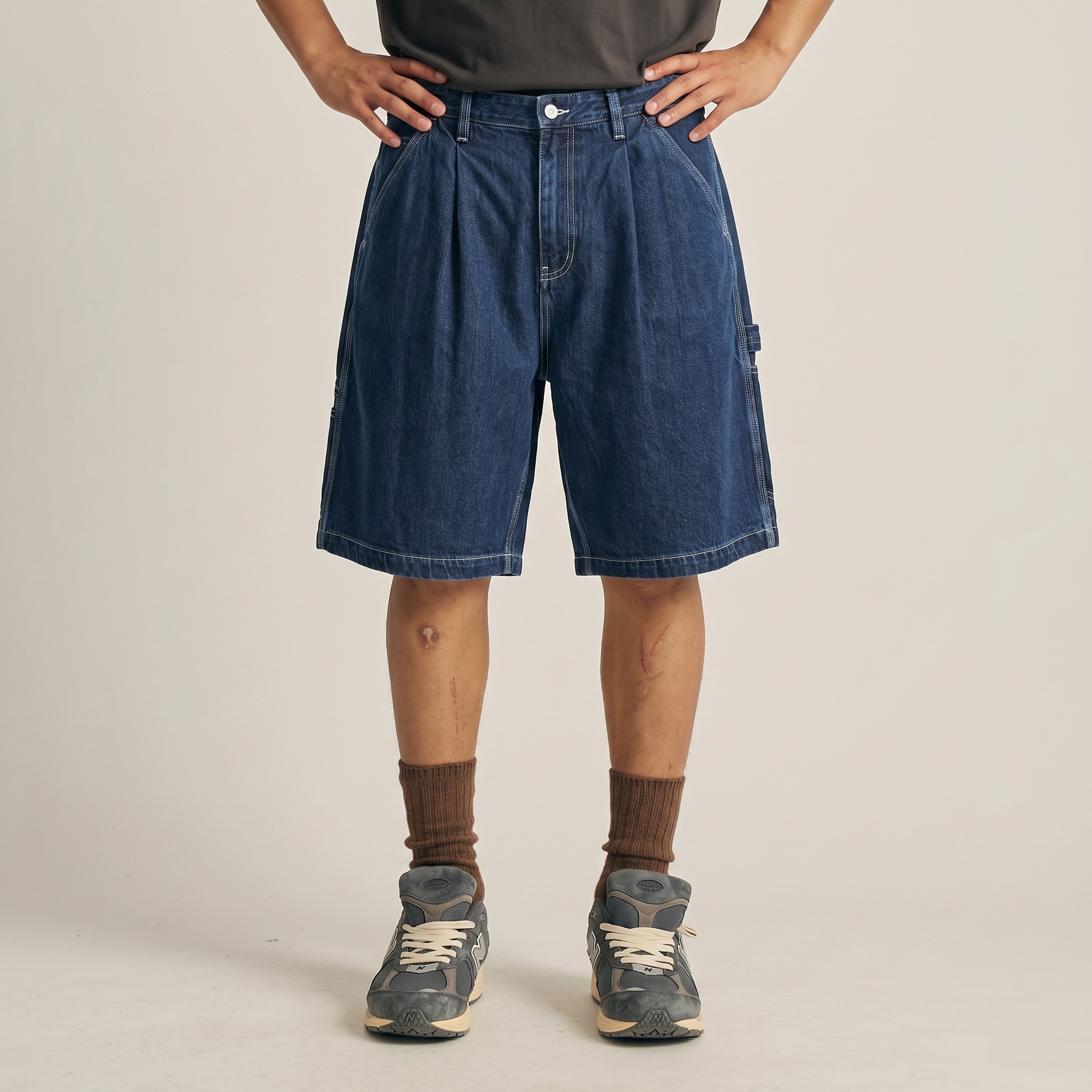 Men's Carpenter Denim Shorts - Relaxed Fit Utility Cotton Denim