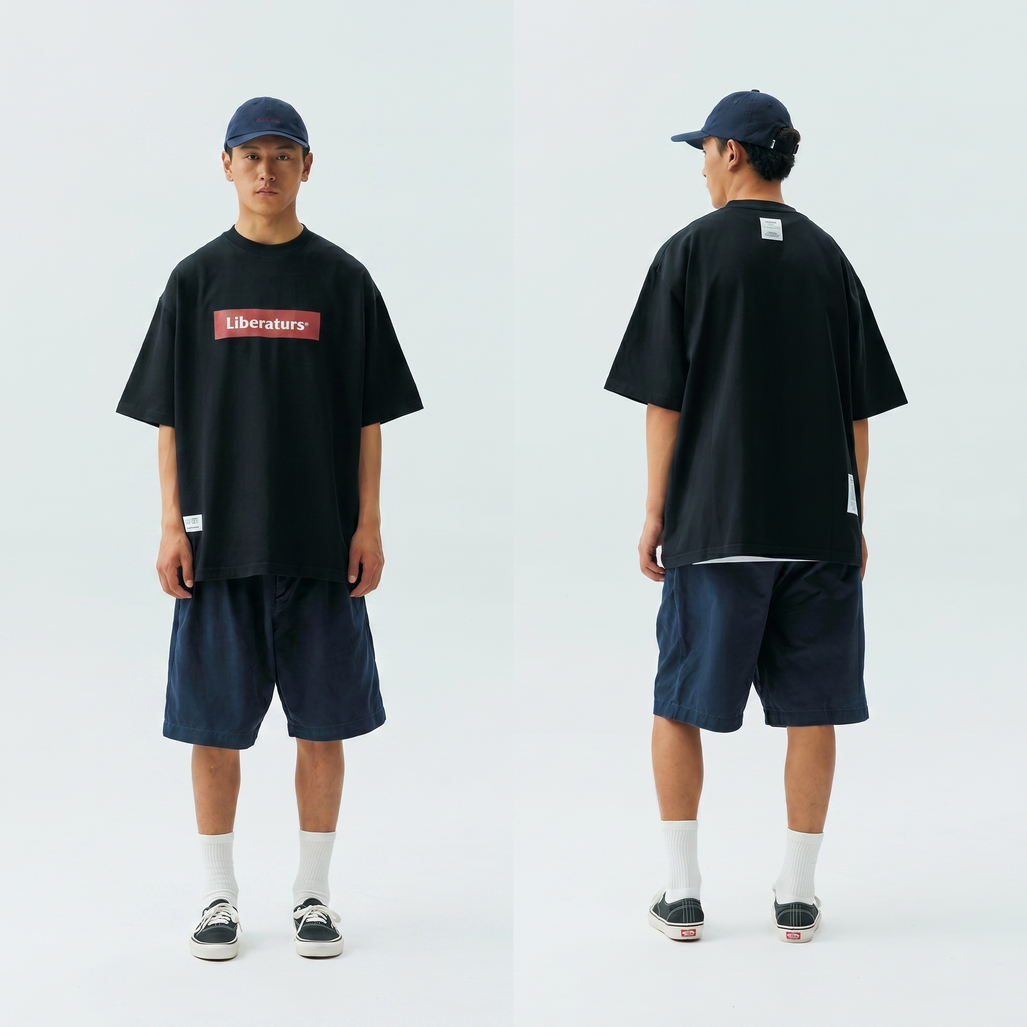 Men's Front & Back Box Logo Graphic Crewneck T-shirt - Heavyweight Cotton