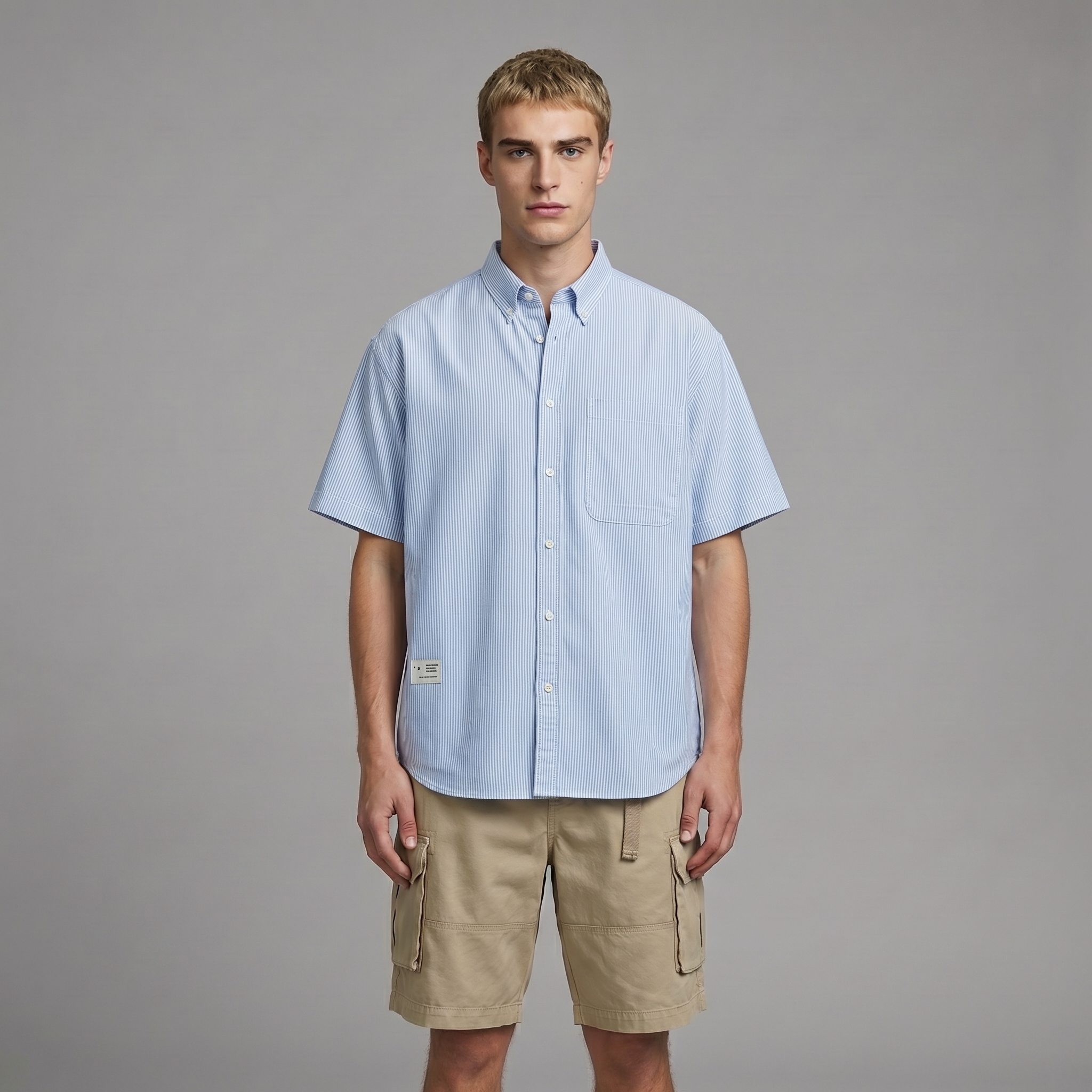 Men's Oxford Stripe Short Sleeve Shirt - Relaxed Fit 
